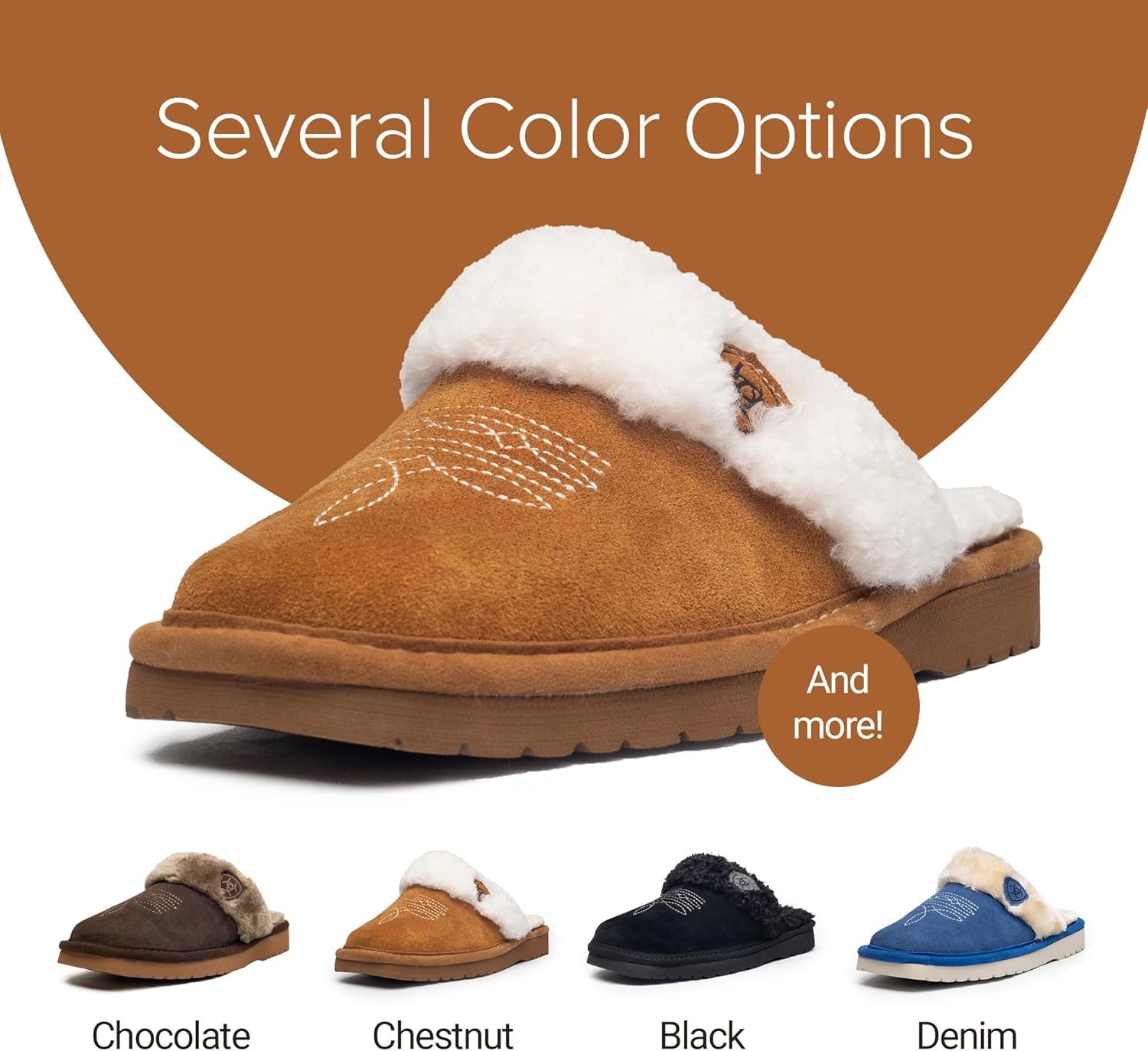ARIAT Women's Jackie Square Toe Warm Soft Suede Leather Indoor Outdoor Slippers with Plush Collar - Image 8