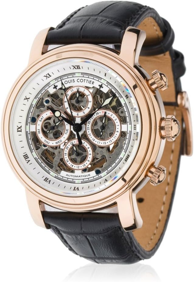 Watch Men‘s Louis Cottier Automatic Skeleton Leather Bracelet