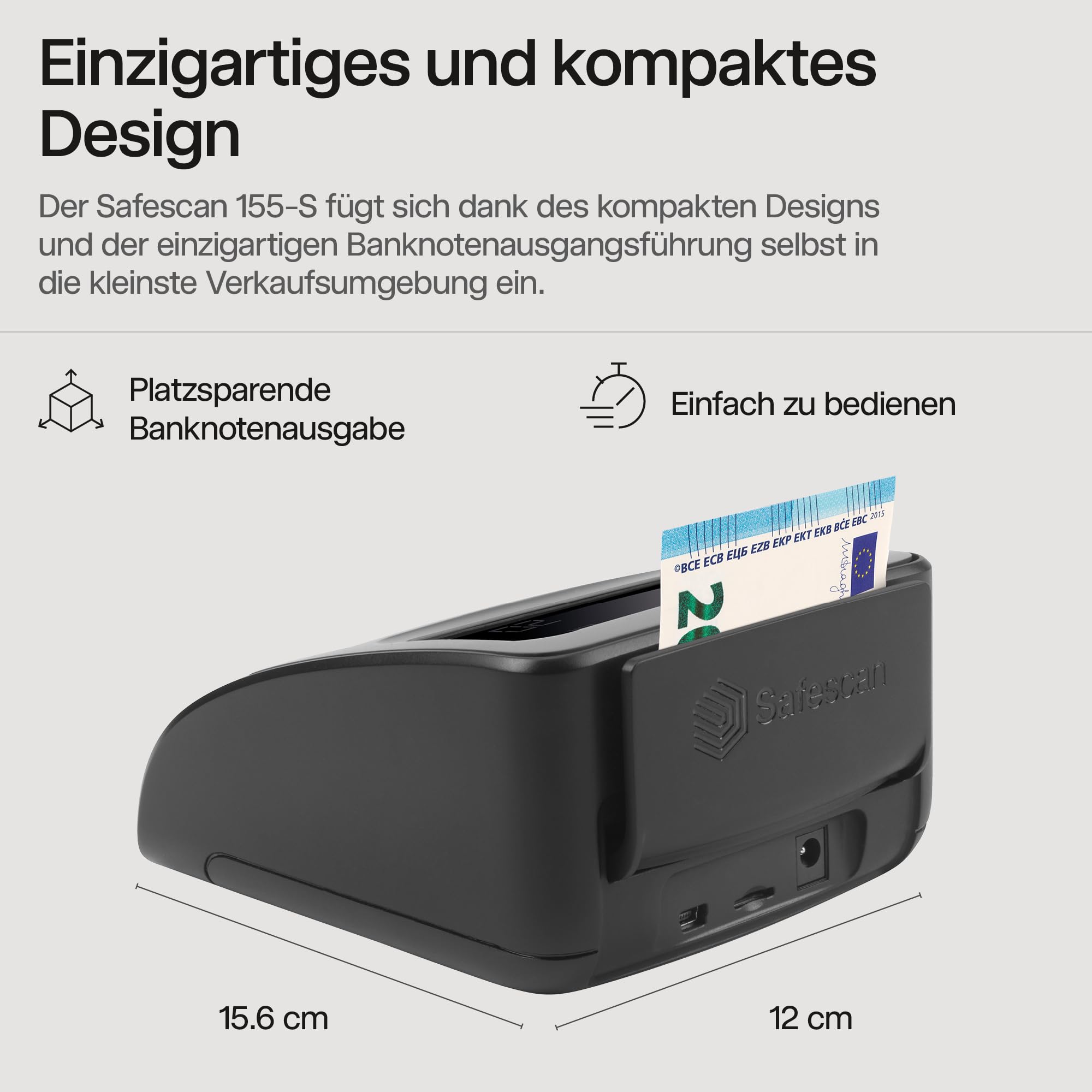 Safescan 155-S & RS-100 automatischer Geldscheinprüfer zur schnellen Überprüfung von Geldscheinen - Falschgeldprüfgerät mit 7-facher Echtheitsprüfung - 100% genaues Prüfgerät inkl. Banknotenstapler
