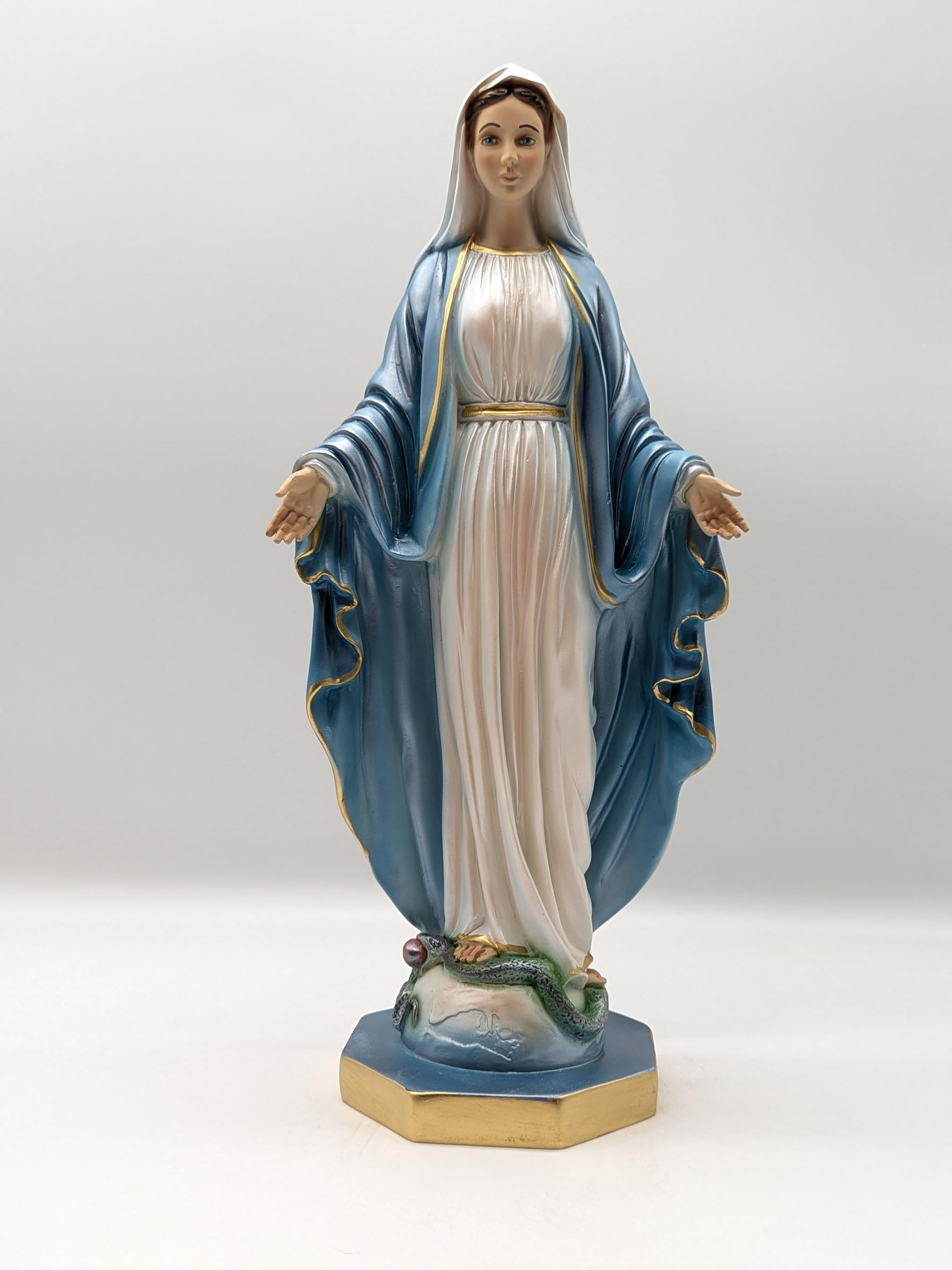 OVUNQUE PROTEGGIMI Statua Madonna Immacolata o Miracolosa in Resina, cm 40, perlata, per Interni ed Esterni, Statuetta della Madonnina Realizzata e Dipinta in Italia