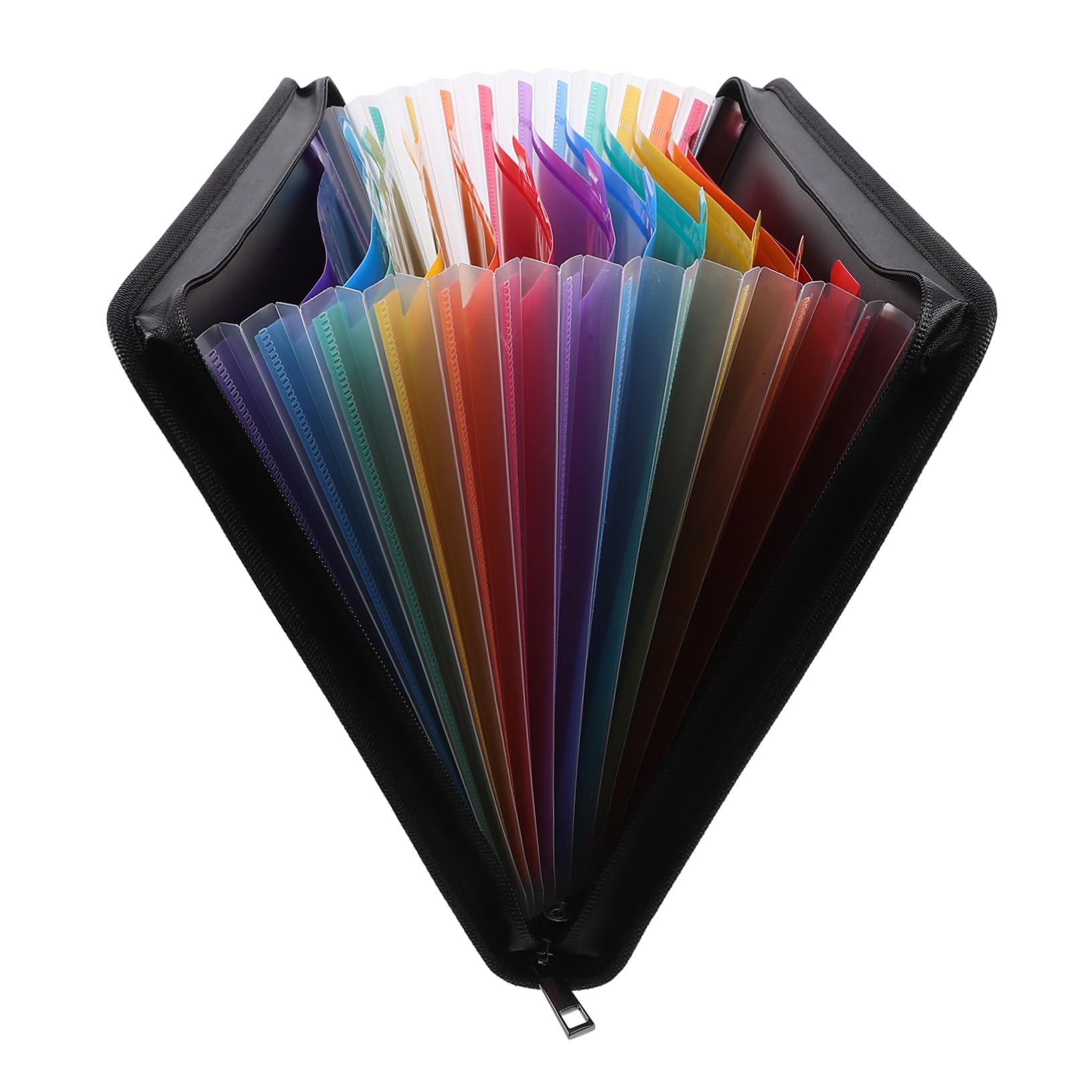 Carpeta de Archivos Portátil Negra con 12 Bolsillos A4, Pp | Organizador de Recibos y Cheques, Cremallera, Gran Capacidad, Uso en Oficina y Hogar