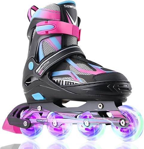 Sowume Cuchillas de rodillo ajustables para niñas y niños, patines en línea con todas las ruedas iluminadas, patinas para mujer para niños y