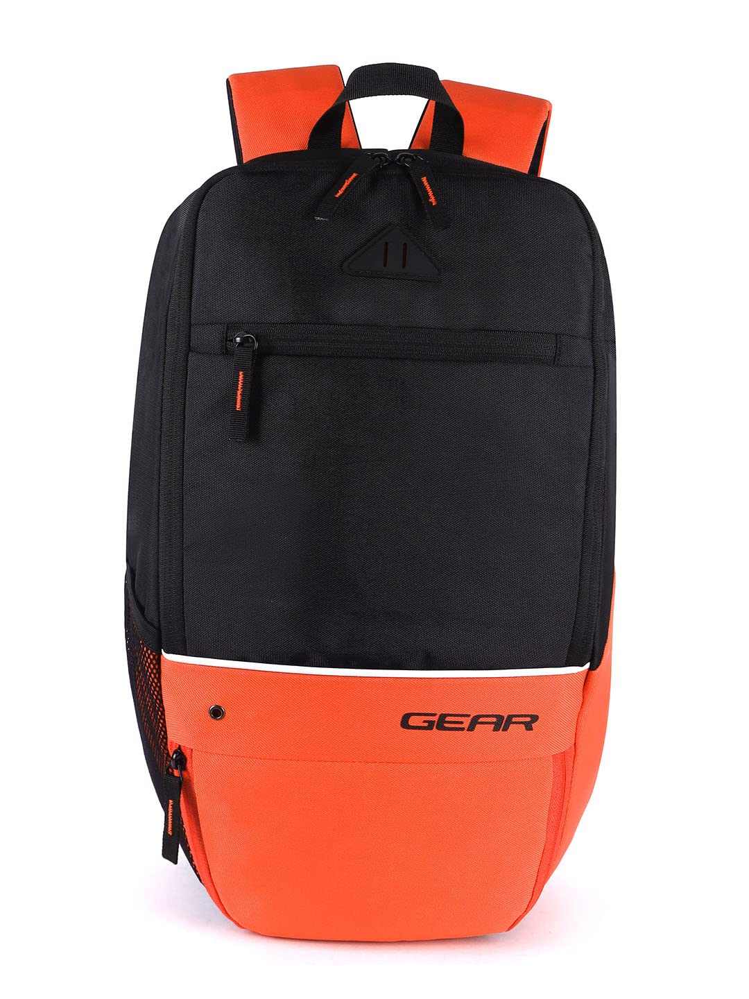 GearSuperior Xl 16L Samll Water Resistant School Bag/Casual Standard 4 Compartment Backpack/College Bag/Sports Bag With Shoe Compartment For Men/Women (Black-Orange)