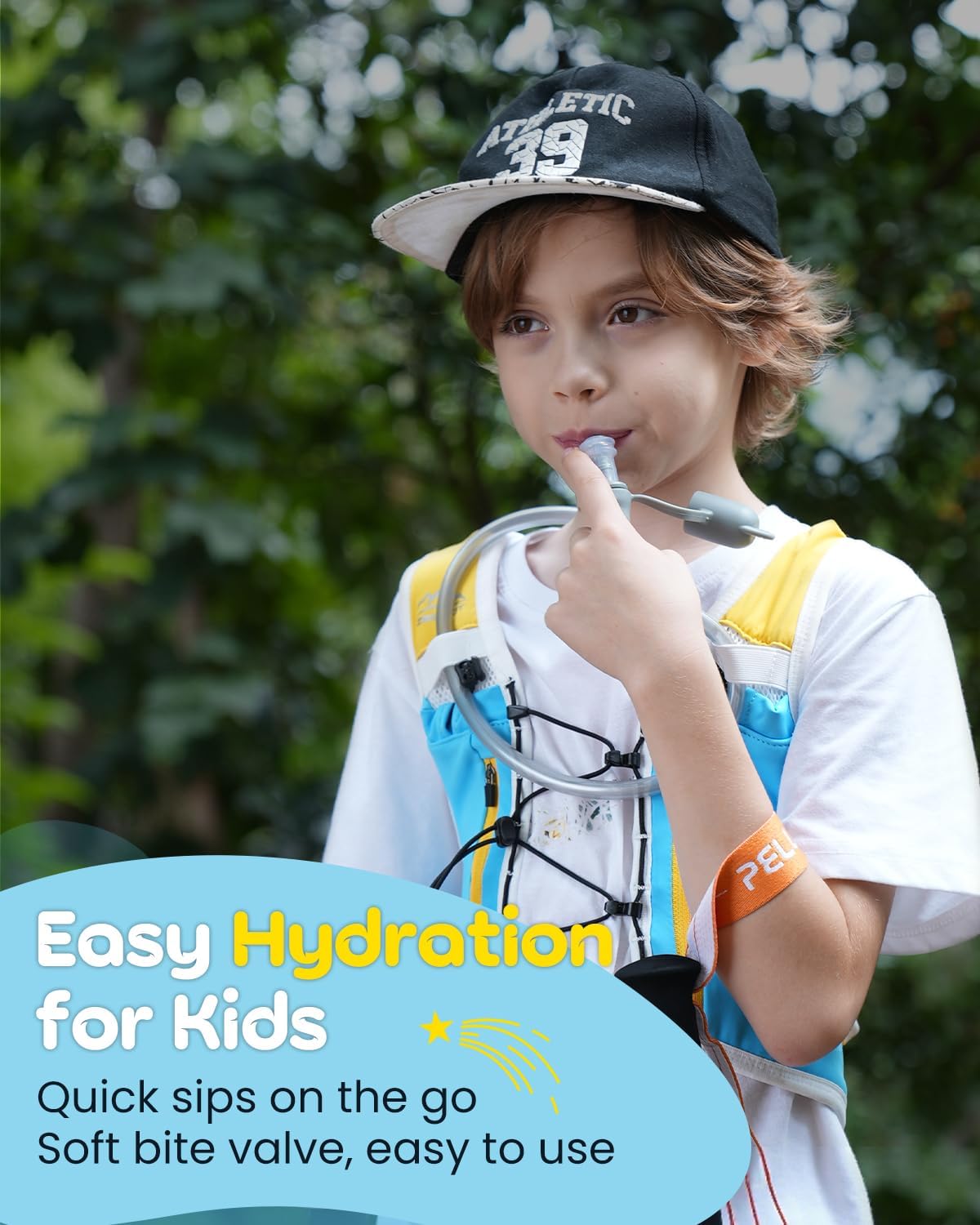 Kids Hydration Backpack with Water Bladder, USA Original Patent, Adjustable Reflective Running Vest with 8 Pockets, Lightweight Kids Hiking Backpack for Boys & Girls