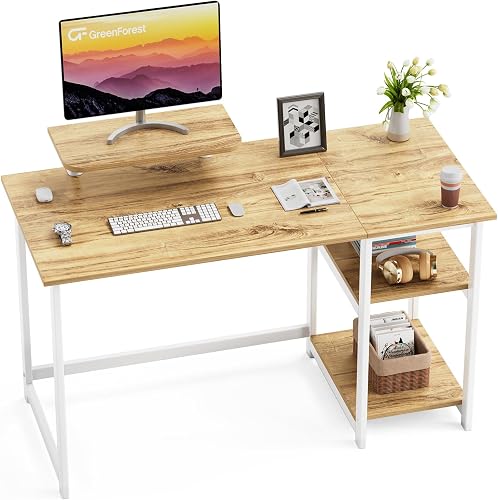 Bureau avec Support de Moniteur,100cm avec Étagères GreenForest