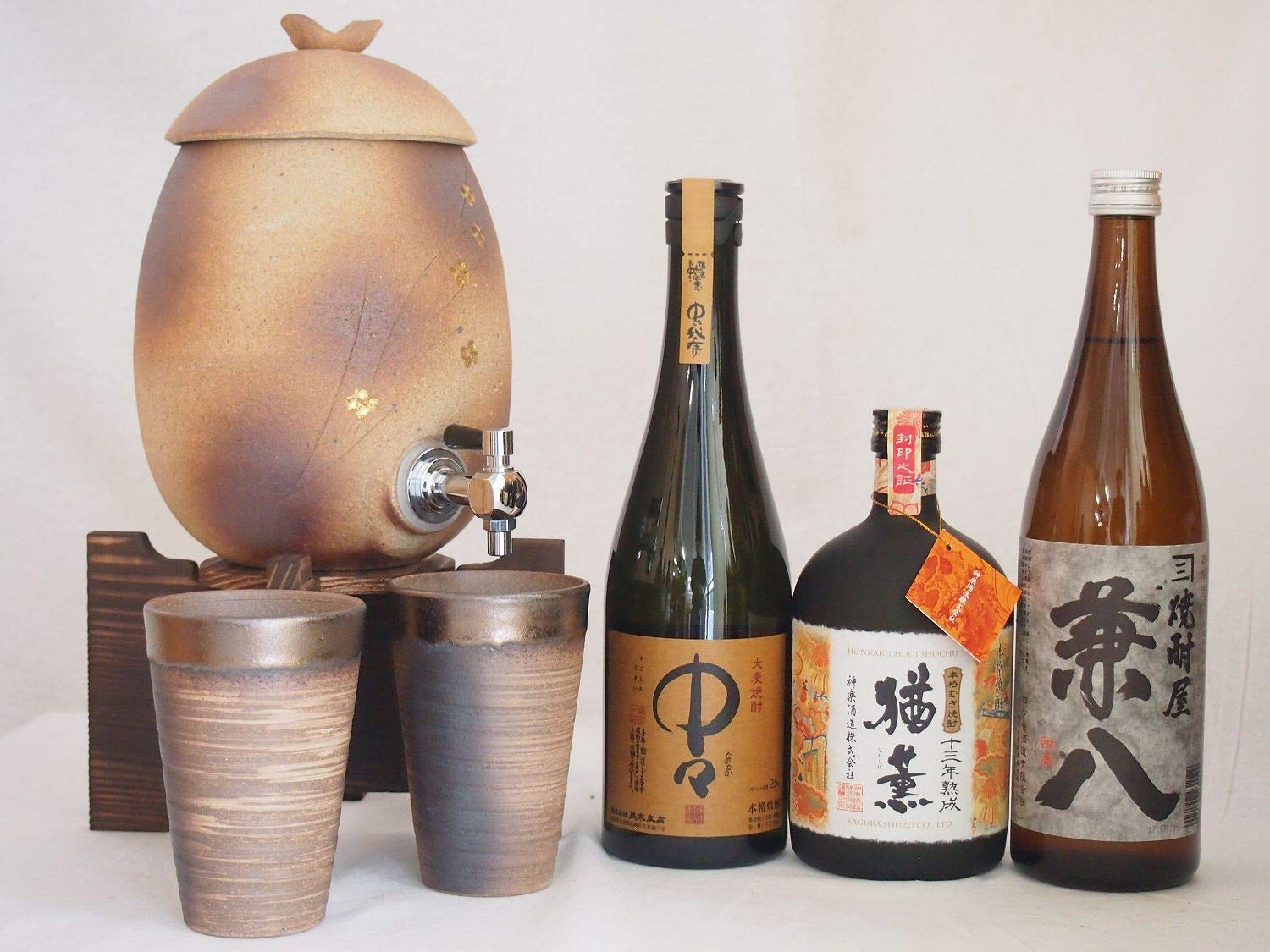 Amazon.co.jp: 信楽焼・明山窯 焼酎サーバー 火色金小紋 2200cc(滋賀