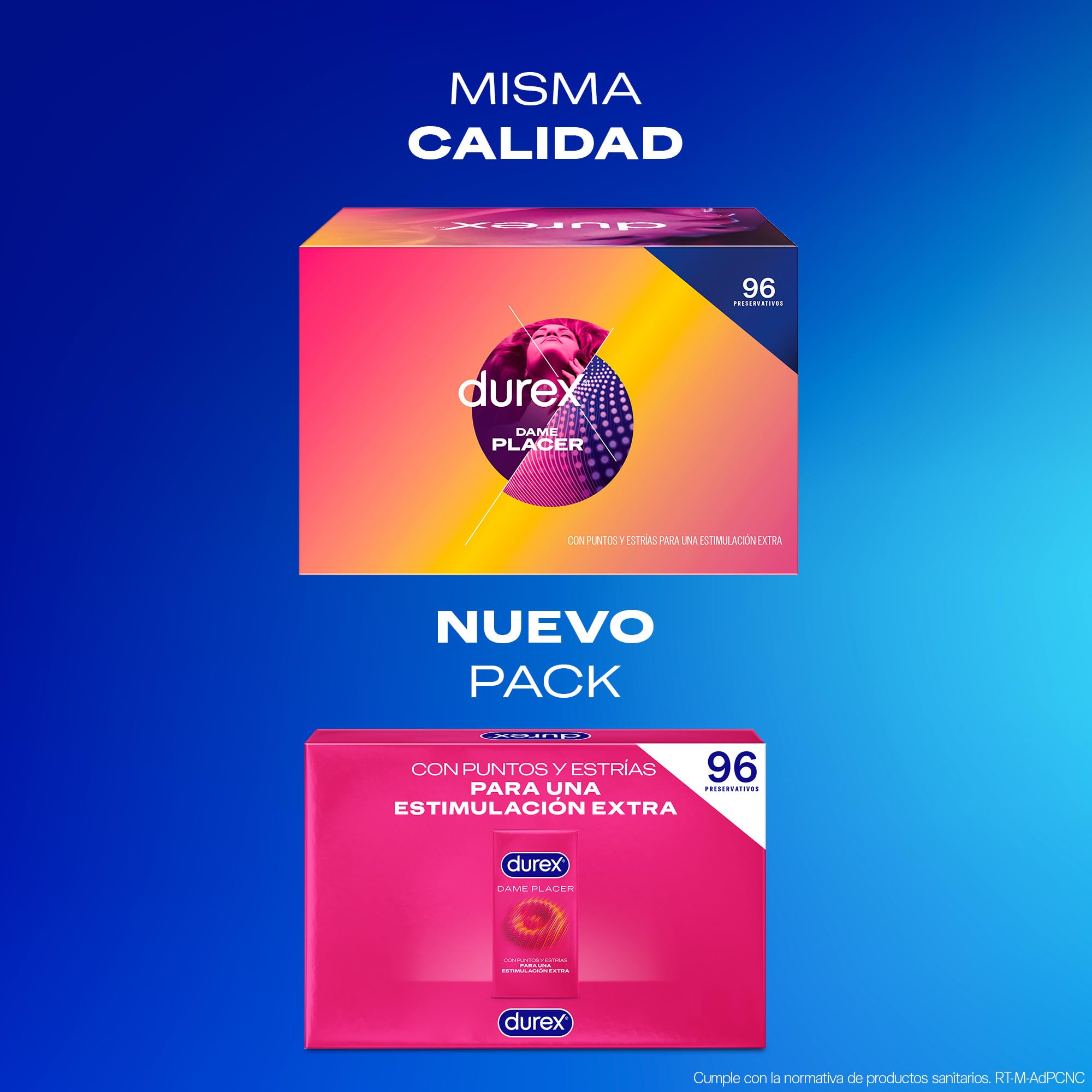 Durex Preservativos Dame Placer, Con Puntos y Estrías, Extra Lubricados,Forma Easy-On, 96 condones