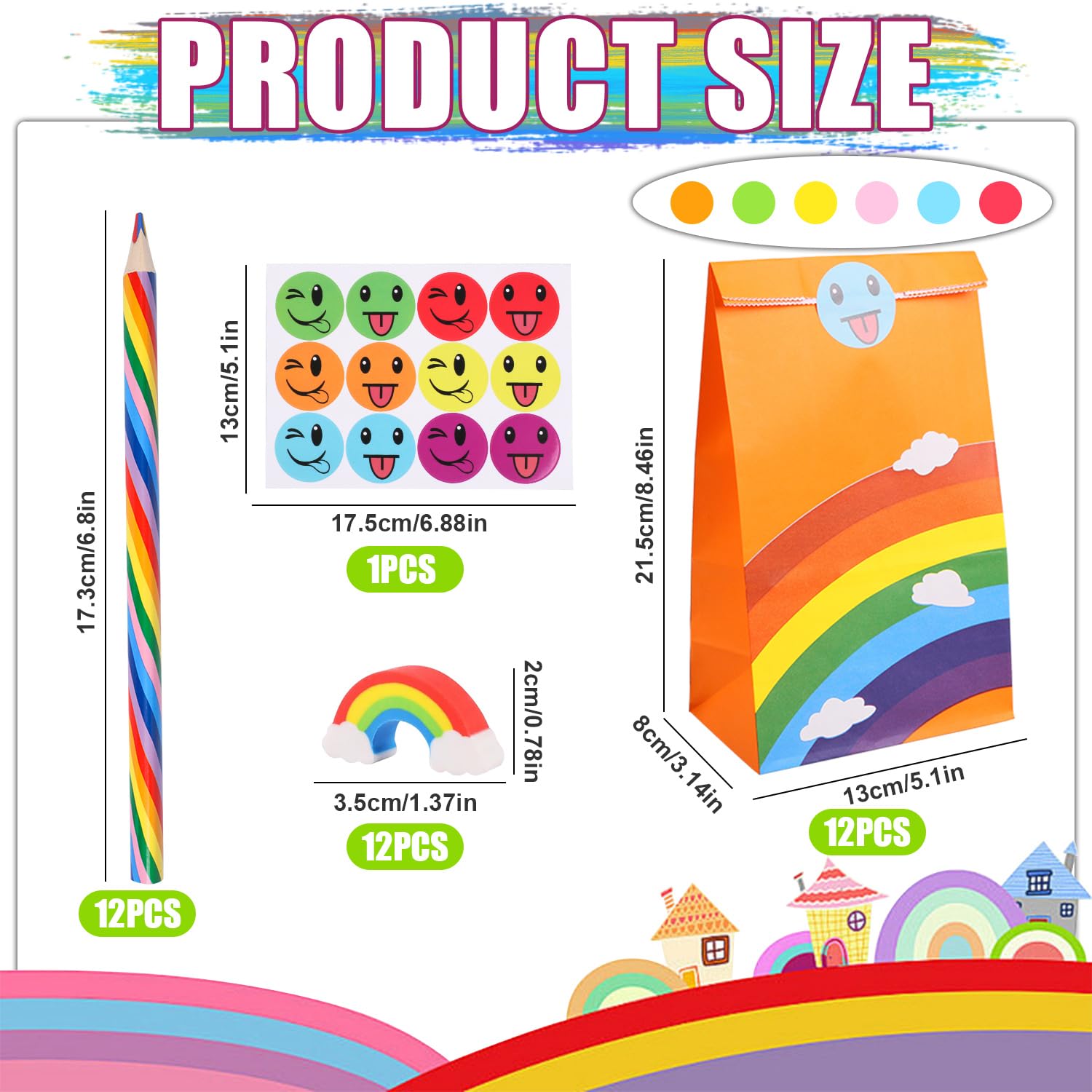 Coffret 36 Pièces Crayons De Couleur Arc-en-ciel 4 En 1 – Avec Gommes Et Pochettes Cadeaux, Idéal Pour Dessin Et Coloriage