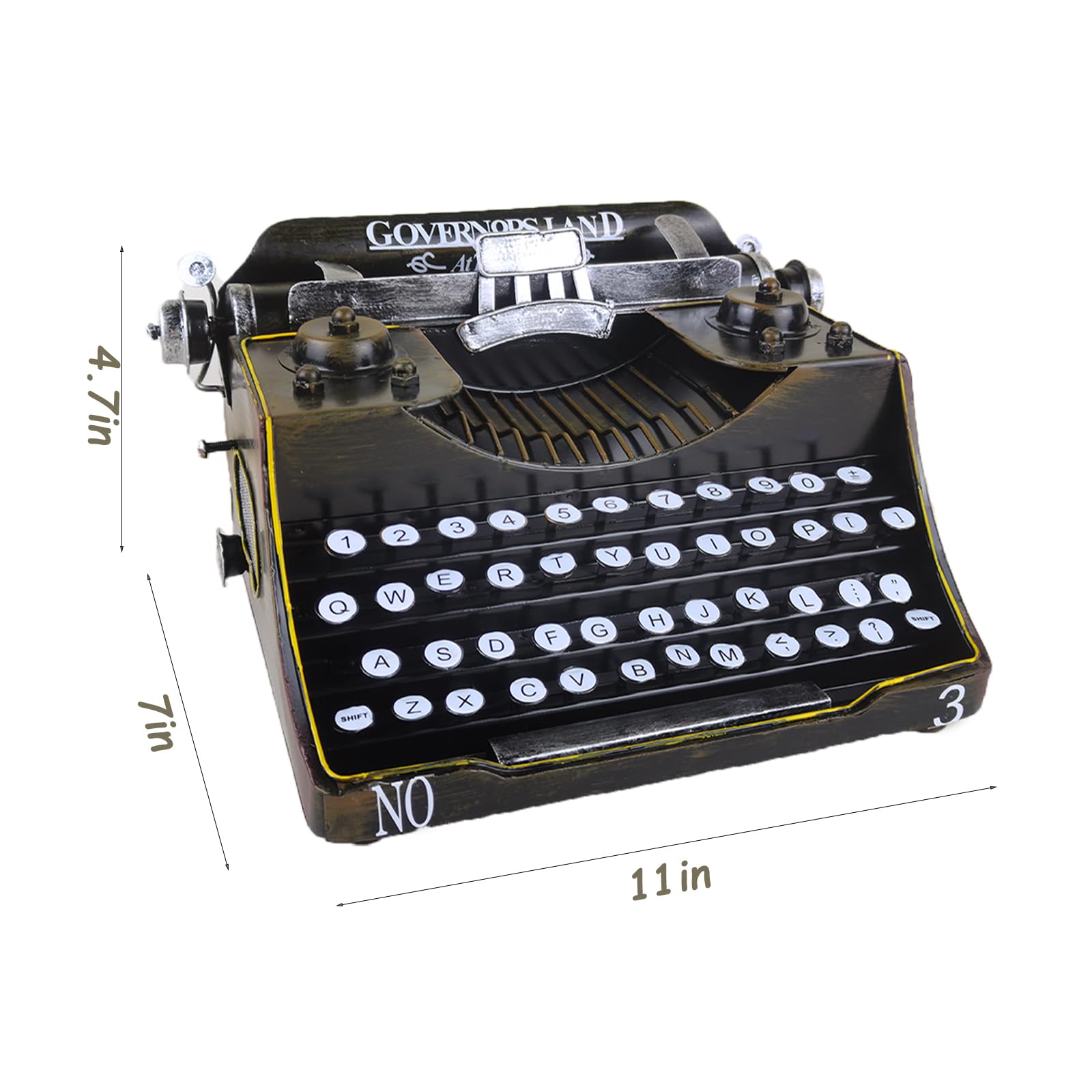 Obrlinaye Black Vintage Typewriter Model, Finish Antique Fake Typewriter Decoration, American Countryside Style Farmhouse Metal Typewriter Decor for Home, Office, Bar Décor Decoration