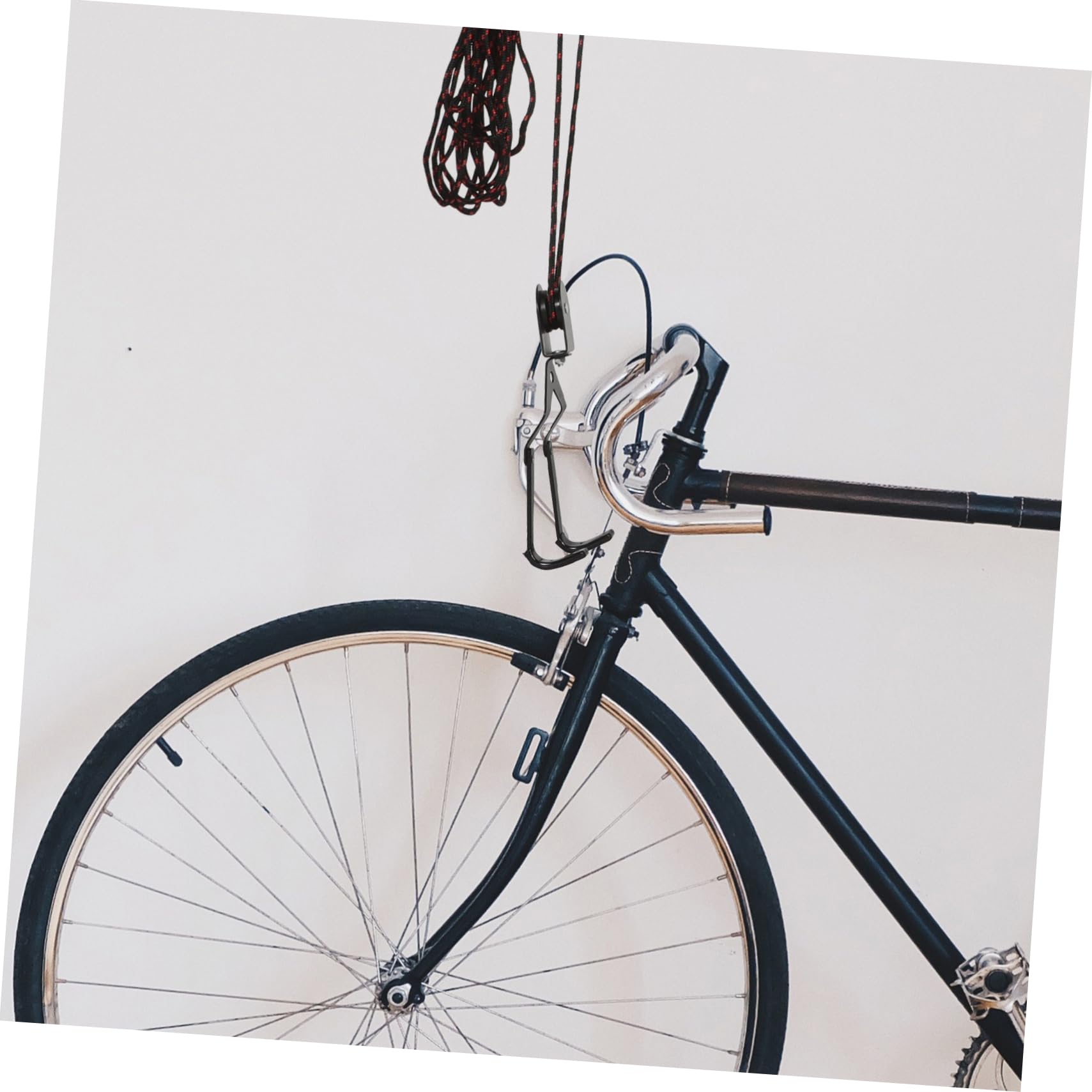 KOMBIUDA Soporte para Colgar Acero de Bicicletas en Sistema Bici Negro para Pared y Poleas Almacenamiento Seguro en Garaje en Casa