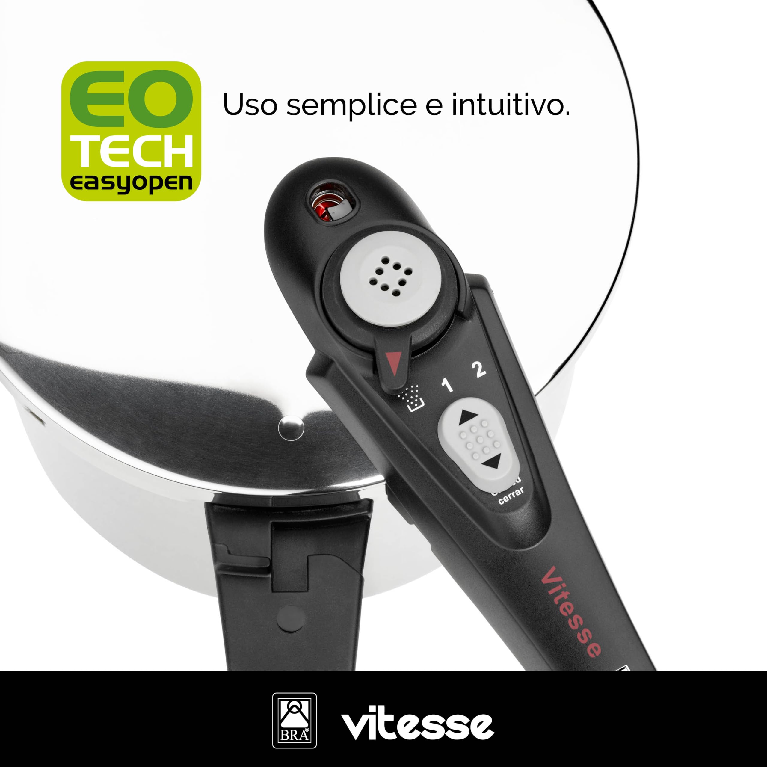 BRA Vitesse- Inox Set Pentole a pressione 4+7 l | Metal, Argento, 4, adatte a tutti i tipi di piani cottura inclusa induzione