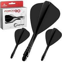 Mission Darts | Force 90 | Vortex Dart Flights & Shafts | Integrated Moulded System | Kite Shape | Durable & Stable | Multiple Colours Black, Medium