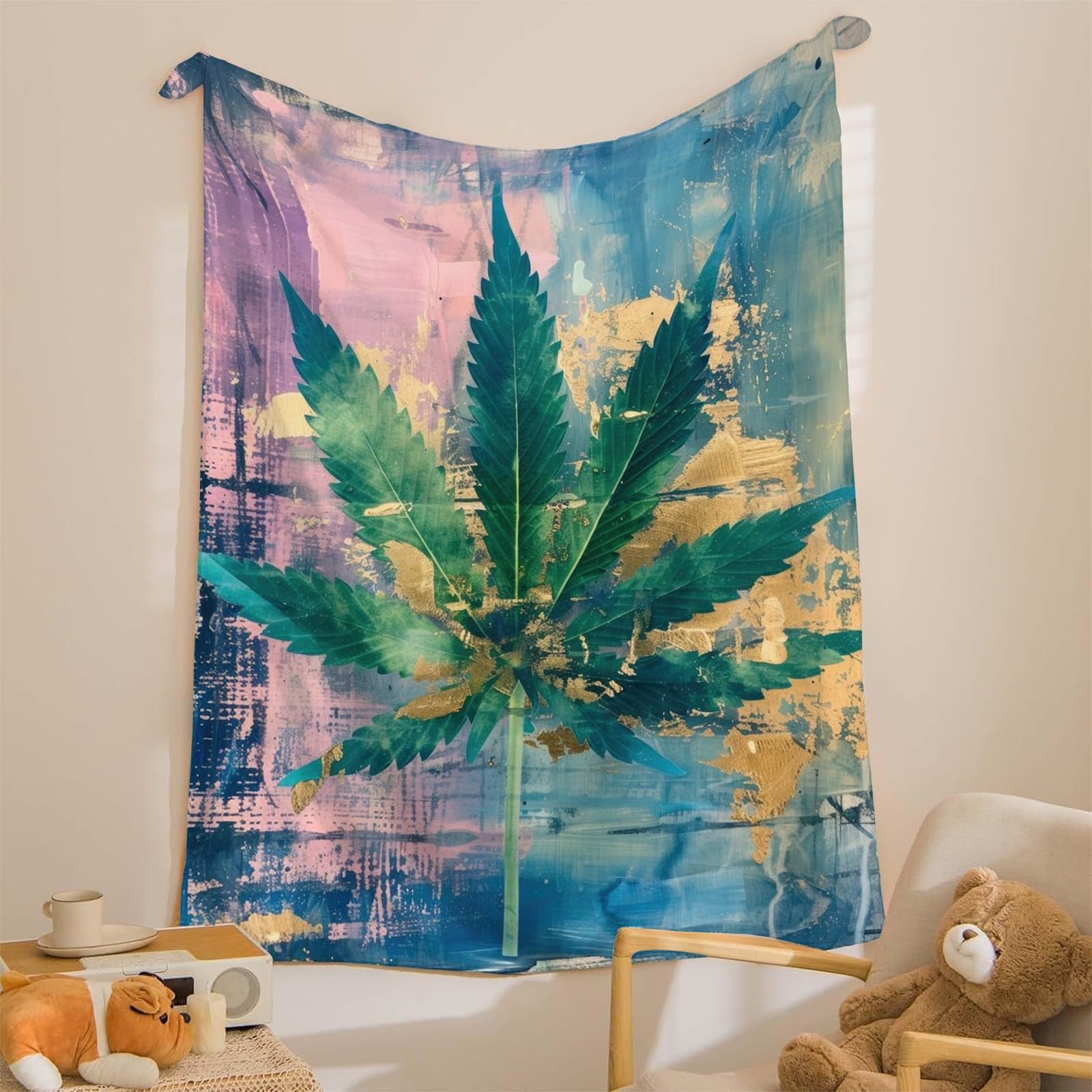 Puszysty koc do wtulania się, malowany 200 x 200 cm, miękki i dwustronny koc polarowy, idealny koc na sofę dla wszystkich, przytulny koc na sofę i łóżko mg1487