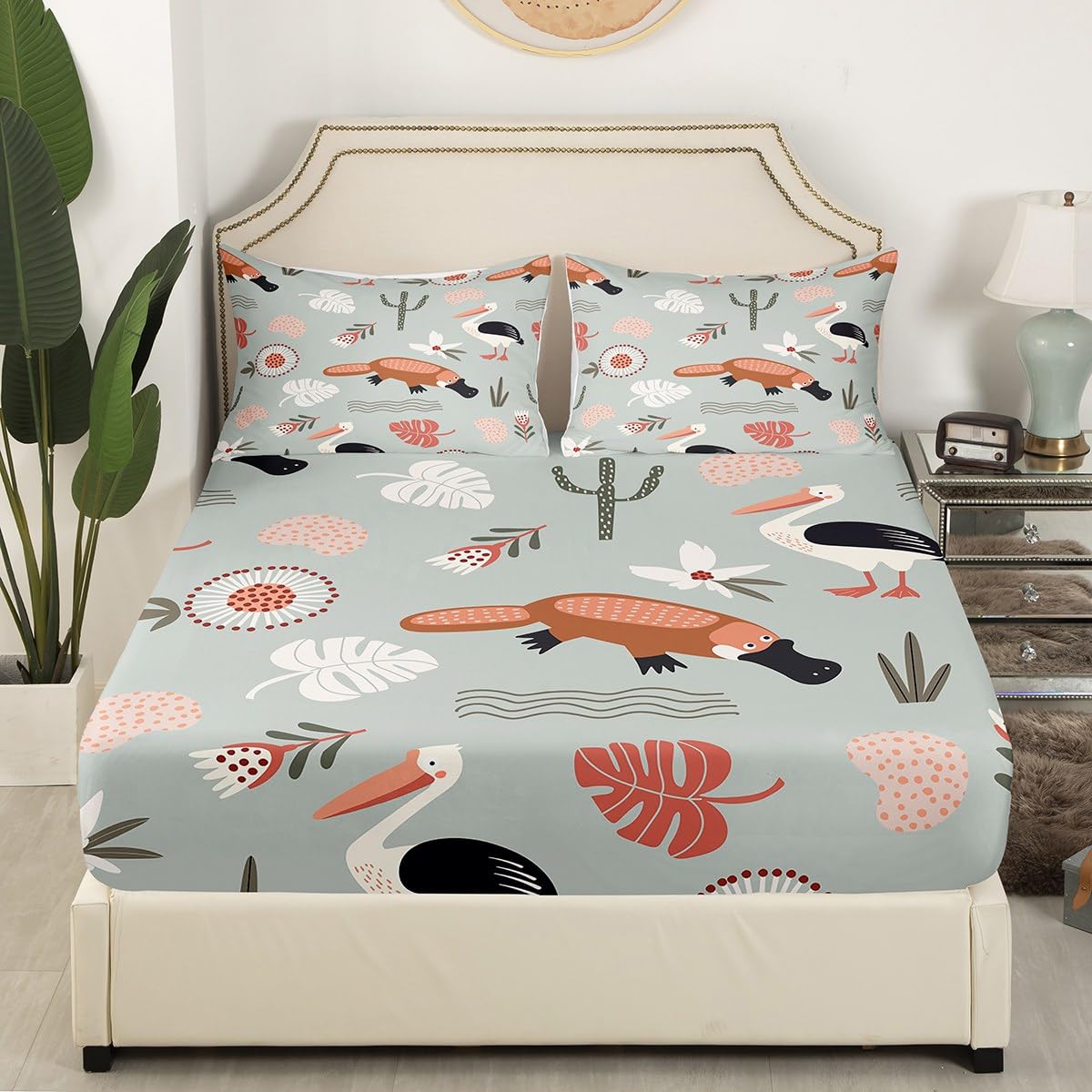 Set Biancheria Letto Queen Size Homewish 3 Pezzi: Piumone Con Stamapaperelle E Fiori Stile Cartone Animato Per Camera Ragazzi (172x228 + Federe) - 4