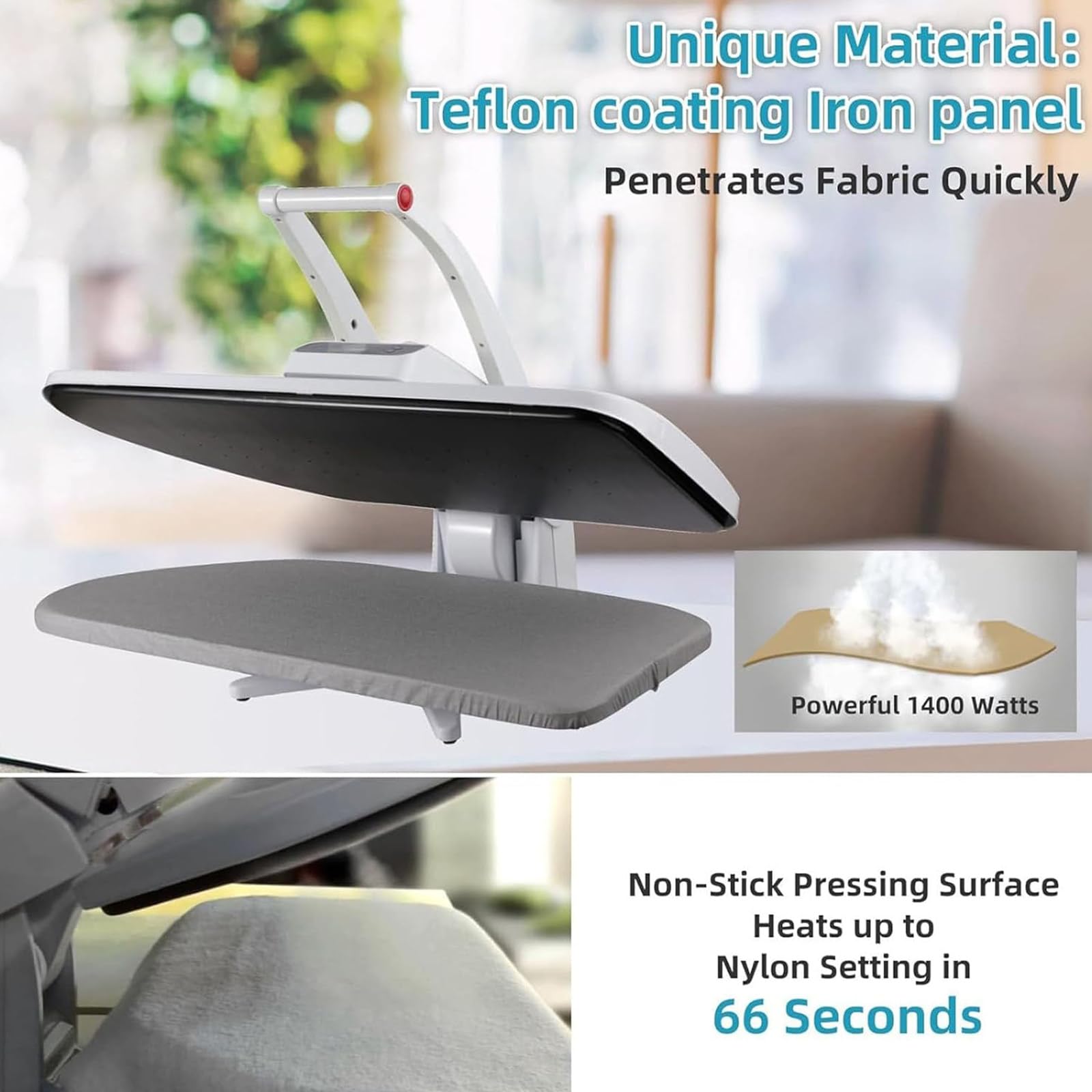 Pressa a Vapore Intelligente Bianca,Pressa a Vapore Digitale Con Diverse Impostazioni Tessuto,Con Pannello Touch Screen per Camera Da Letto,Soggiorno,Negozio Abbigliamento 1800W-Withbracket