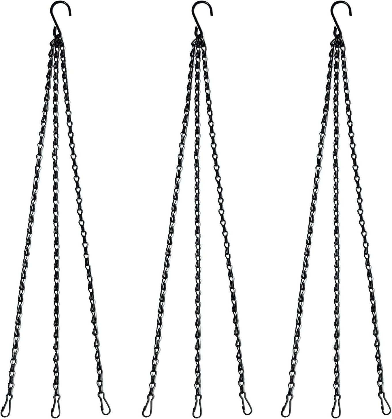 Benvo 24 inch Long Hanging Chains for Plants Flower Pot Basket Chains 3 Point Replacement Chain Hangers for Lanterns, Bird Feeders, Planters and Other Ornaments (Pack of 3)