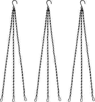 Benvo 24 inch Long Hanging Chains for Plants Flower Pot Basket Chains 3 Point Replacement Chain Hangers for Lanterns, Bird Feeders, Planters and Other Ornaments Pack of 3
