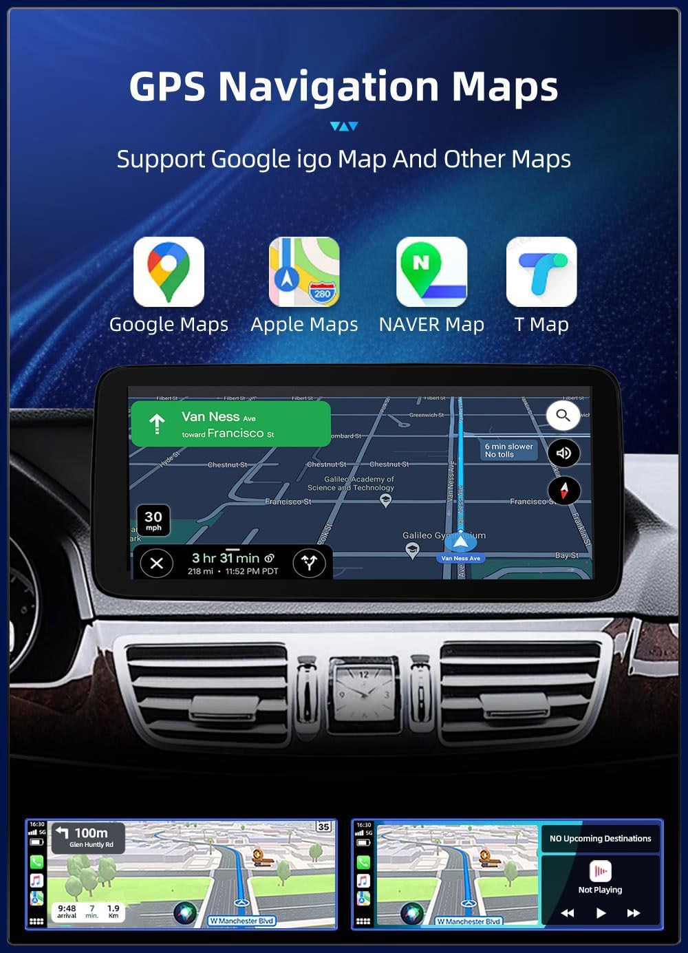 10,25’’ Car Stereo Wireless Car Play&Android Auto Touch Screen for Mercedes-Benz E-Class W212 S212 E180 E200 E250 E260 E300 E320 E400 NTG4.0, Mirror Link/Voice Control/Music Play/GPS Navigation