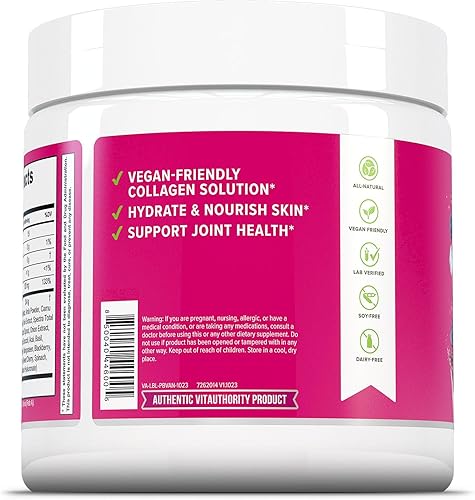 Miniatura 2 de Vitauthority Colágeno vegano en polvo para mujeres, suplemento de colágeno a base de plantas para mujeres con vitaminas veganas patentadas para el