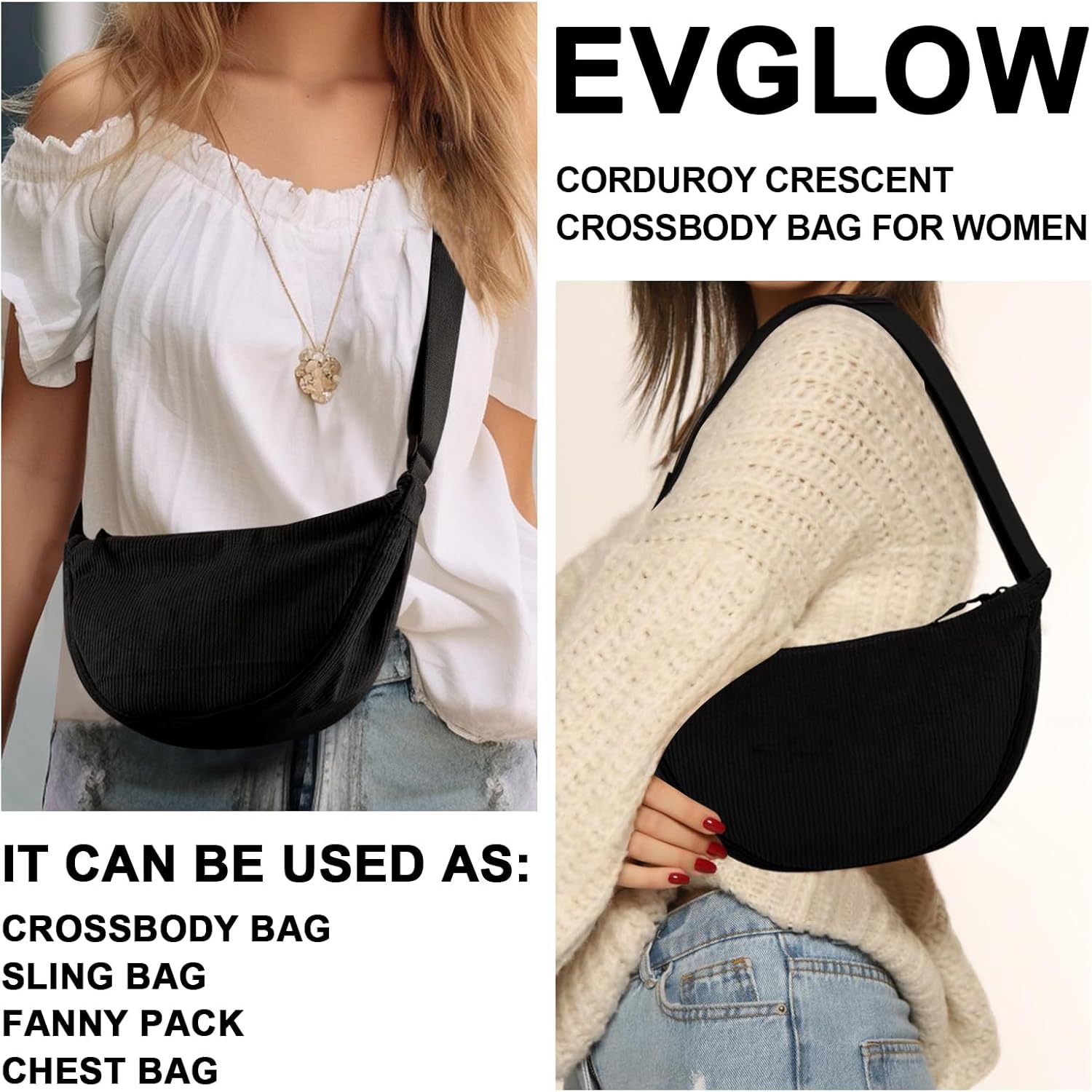 Nylon Crescent Crossbody Bag for Women Purses Trendy Men,Small Travel Sling Bag Hobo - Image 7