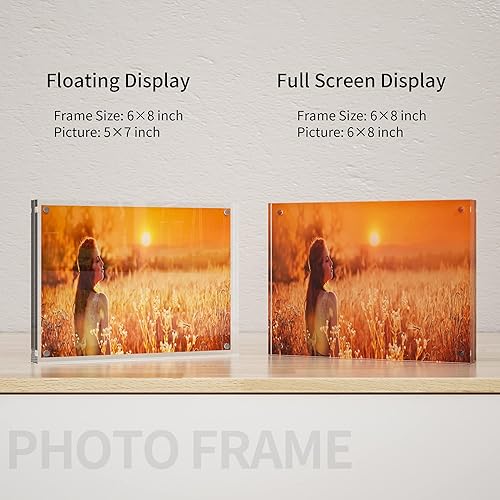 Vista 90 de Marco de fotos acrílico de 4 x 6 pulgadas, marco de fotos magnético transparente de 4 x 6, marcos de fotos de escritorio sin marco de doble cara