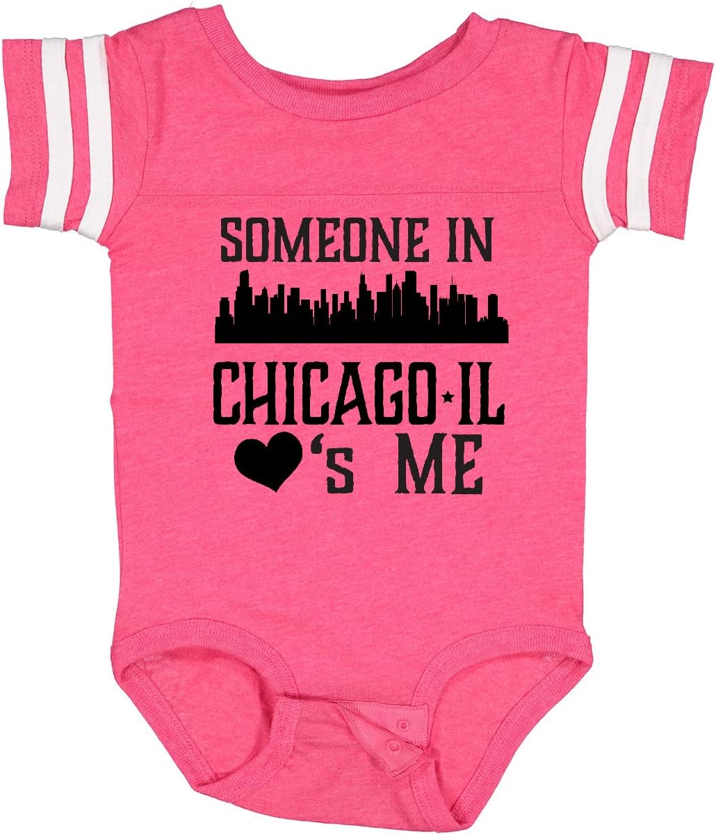 inktastic Chicago Illinois Someone Loves Me Skyline Baby Bodysuit