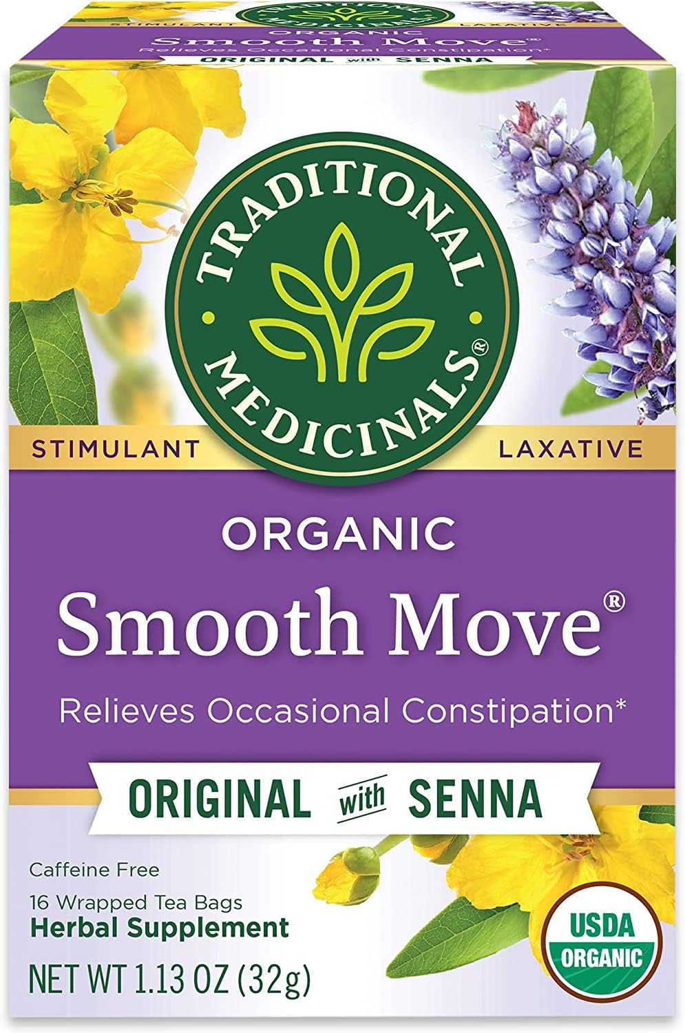 Traditional Medicinals Smooth Move Lot de 16 sachets de thé laxatif bio