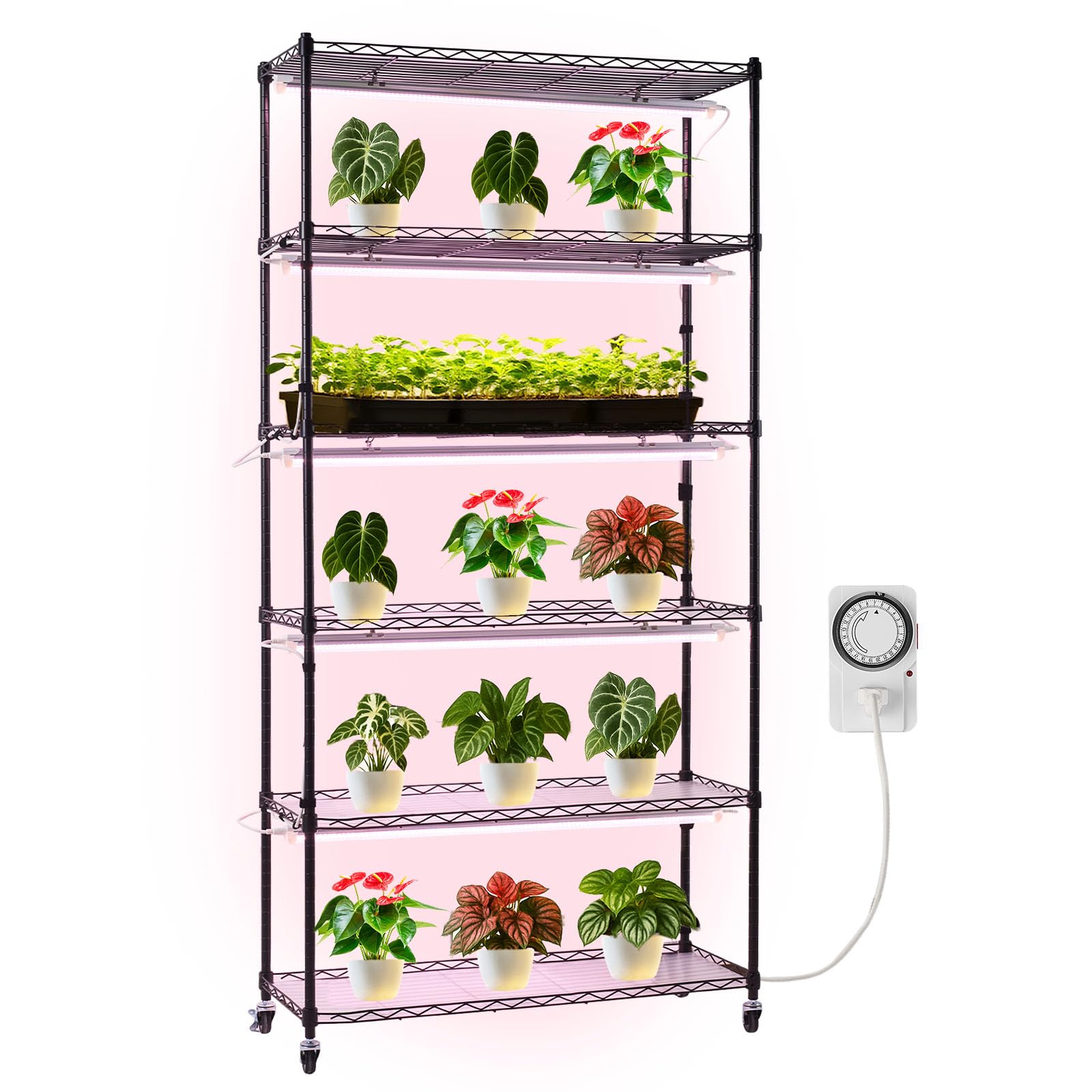 Amazon.com : VEVOR Plant Shelf with Grow Light, 6-Tier Indoor