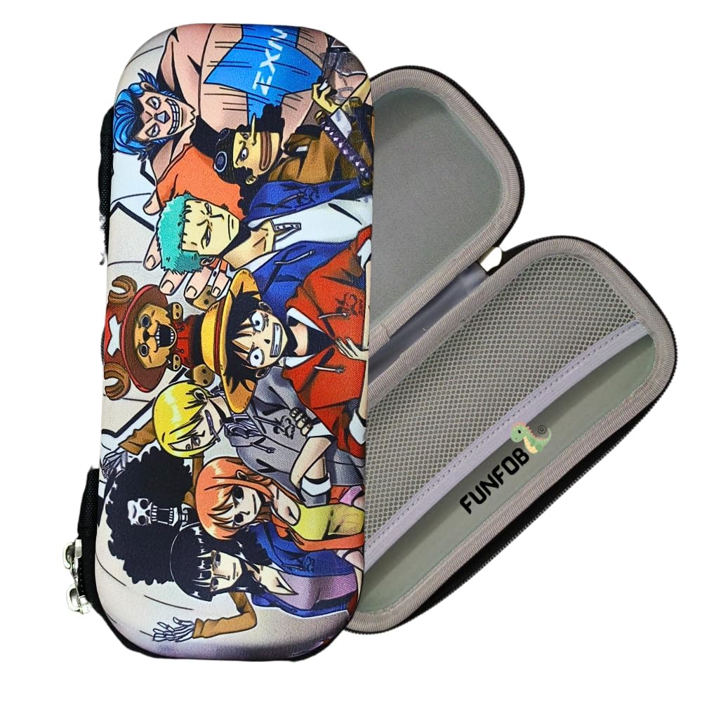 Funfob Polyester One Piece Monkey D Luffy Pencil Box For School College For Pen Pencil Or Other Stationery Products Pencil Pouch Travel Or Cosmetic Case (One Piece All Characters), Multicolor