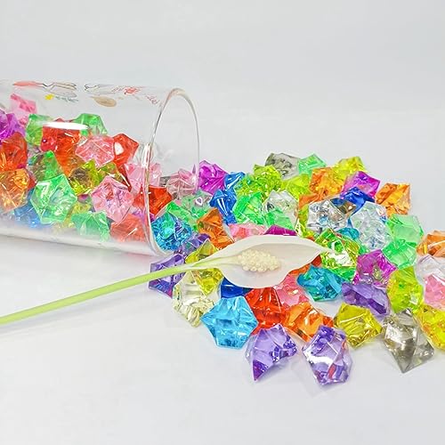 Miniatura 4 de Diamantes de plástico multicolores, 160 piezas de rocas de hielo trituradas de acrílico triturado, piedras preciosas acrílicas a granel para