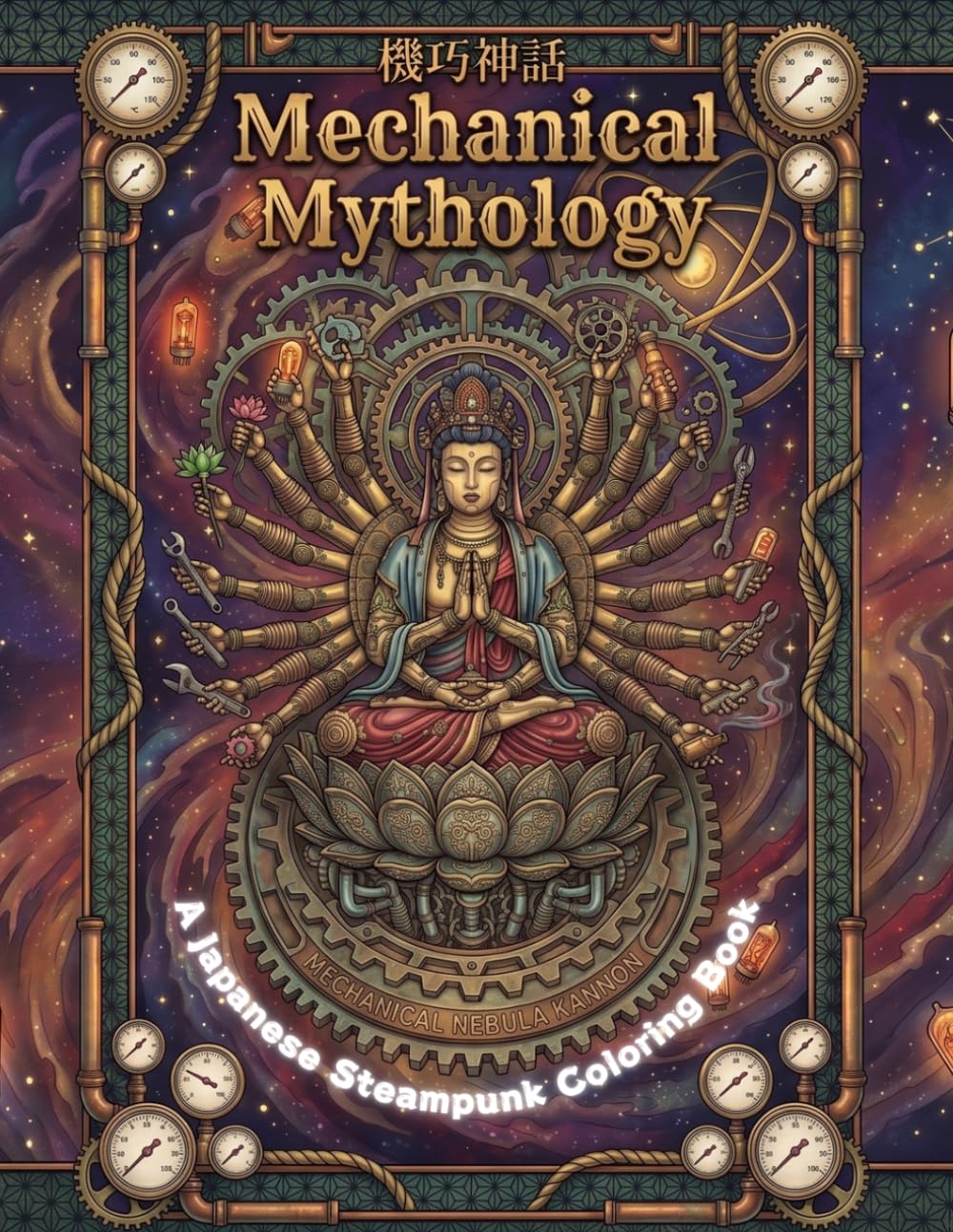 Mechanical Mythology: A Japanese Steampunk Coloring Book for Adults