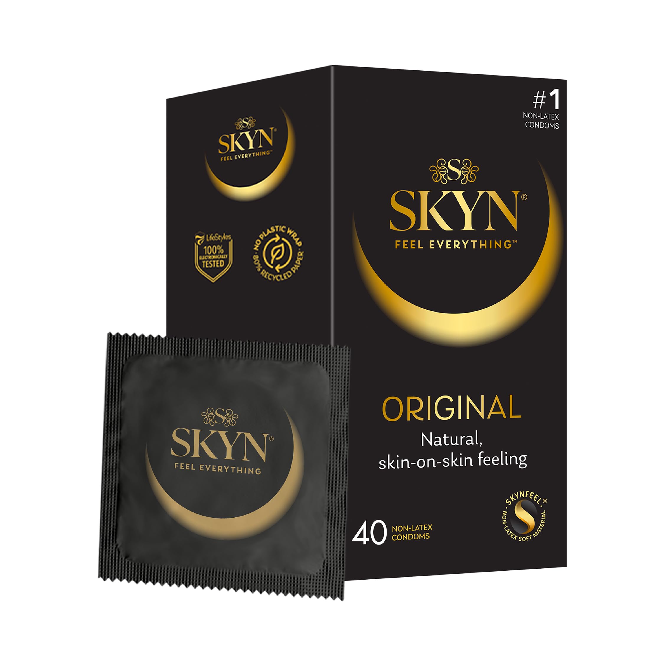 Preservativos SKYN Original (40 unidades) 100% sin látex, condones ultrasuaves compatibles con nuestros lubricantes con descuento