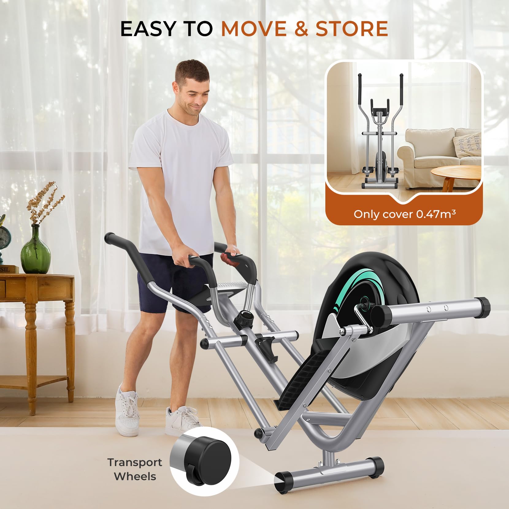Dripex Crosstrainer, Ellipsentrainer für Zuhause mit 16 Widerstandsstufen, leiser und sanfter magnetischer Crosstrainer mit 6 kg Schwungrad, LCD-Monitor und Pulsmessung