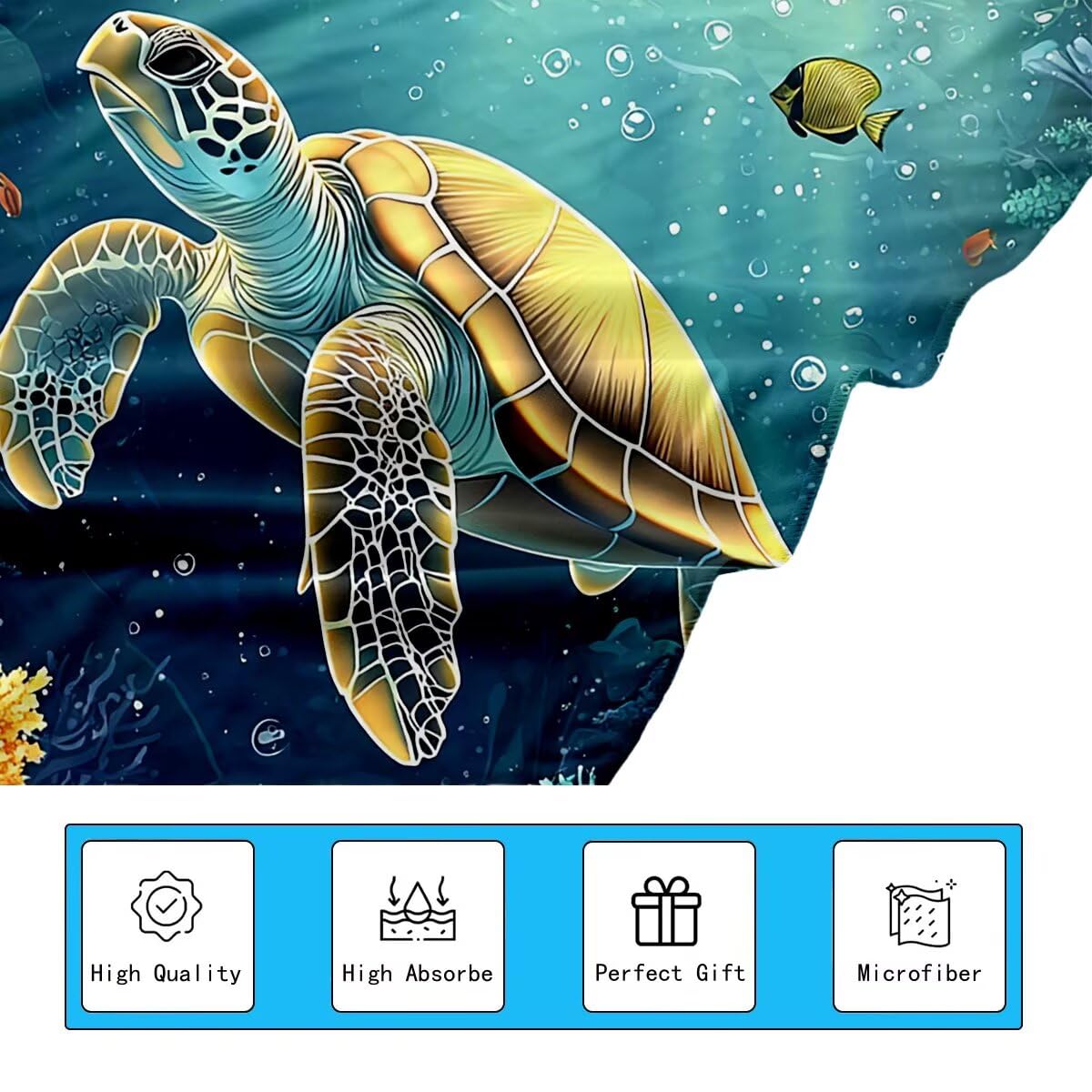 Telo Mare Microfibra, Telo Mare Grande 90x200cm 2 Pezzi, Asciugamano Palestra Donna Asciugatura Rapida, Antisabbia Asciugamano Microfibra, Leggero Asciugamani Palestra per Regalo (Tartaruga) -4550