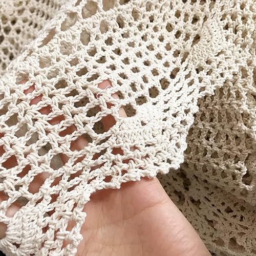 Miniatura 10 de USTIDE Mantel de ganchillo hecho a mano de 90 pulgadas, manteles de encaje de algodón beige elegante para cocina, boda