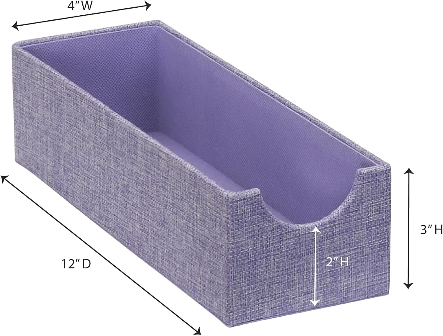 Set of 2 Iris Narrow Drawer Organizers with Polyester Linen