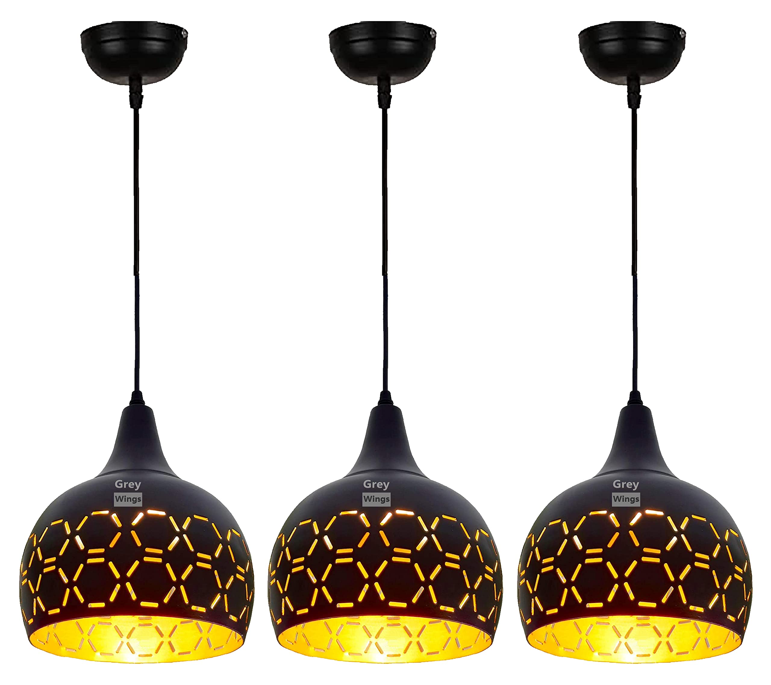 Keyplus Metal Cutted Helmet Hanging Light Ceiling Pendant Lamp, Black, Pack of 3 (B0C55LL9VH) Amazon Price History, Amazon Price Tracker