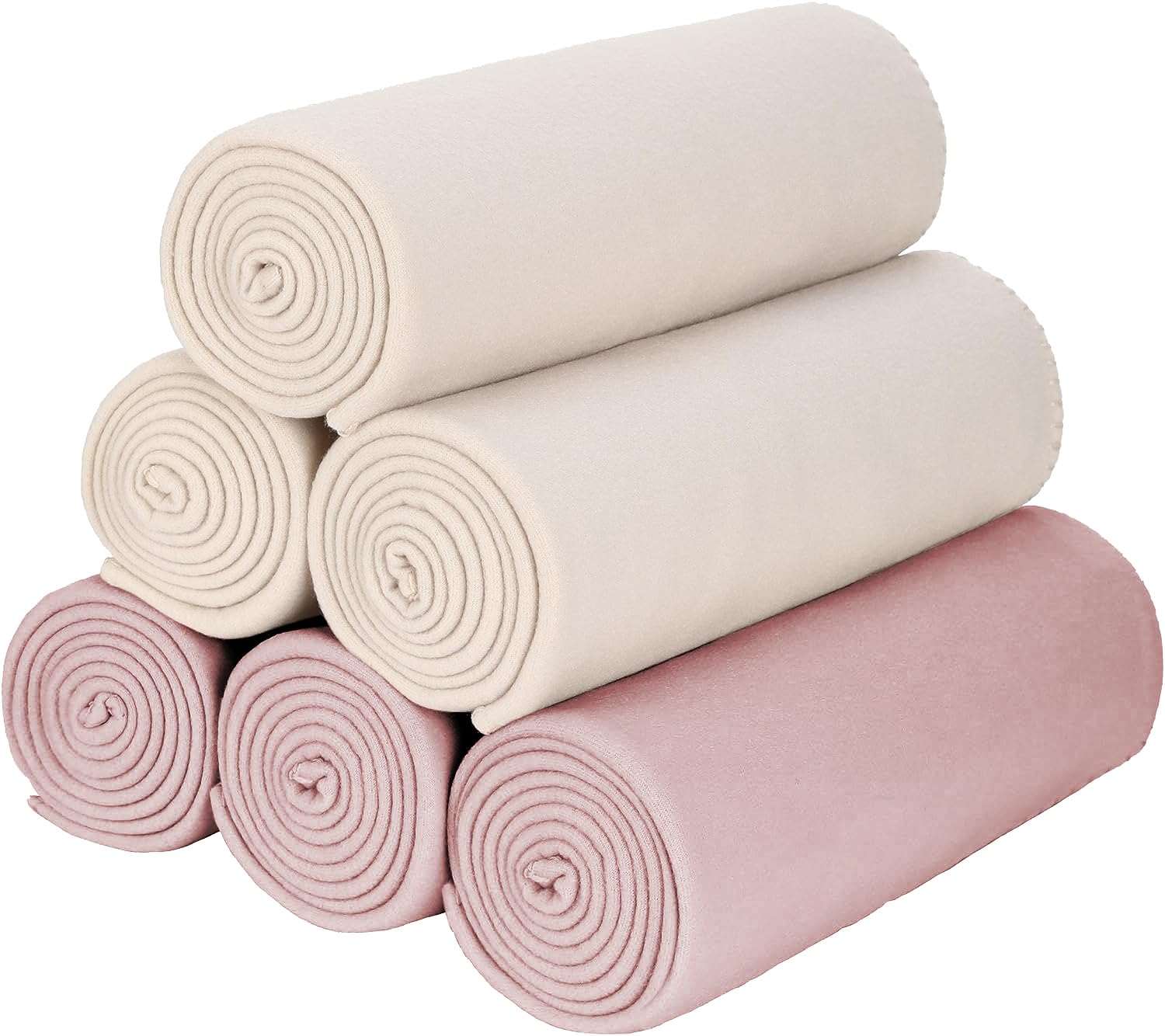 Fleece Throw Blankets Bulk Fleece Blankets Solid Wholesale Lightweight Warm Soft for Pet Bed Sofa Couch Office Wedding Gifts Travel Seasons Beige and Pink 50x60 Inches Pack of 6