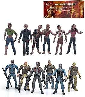 LIVELYOU Army Men and Zombie Action Figure Toys Realistic Battle Scene Playset Collections Decoration for Boys Adults Kids (12PCS)