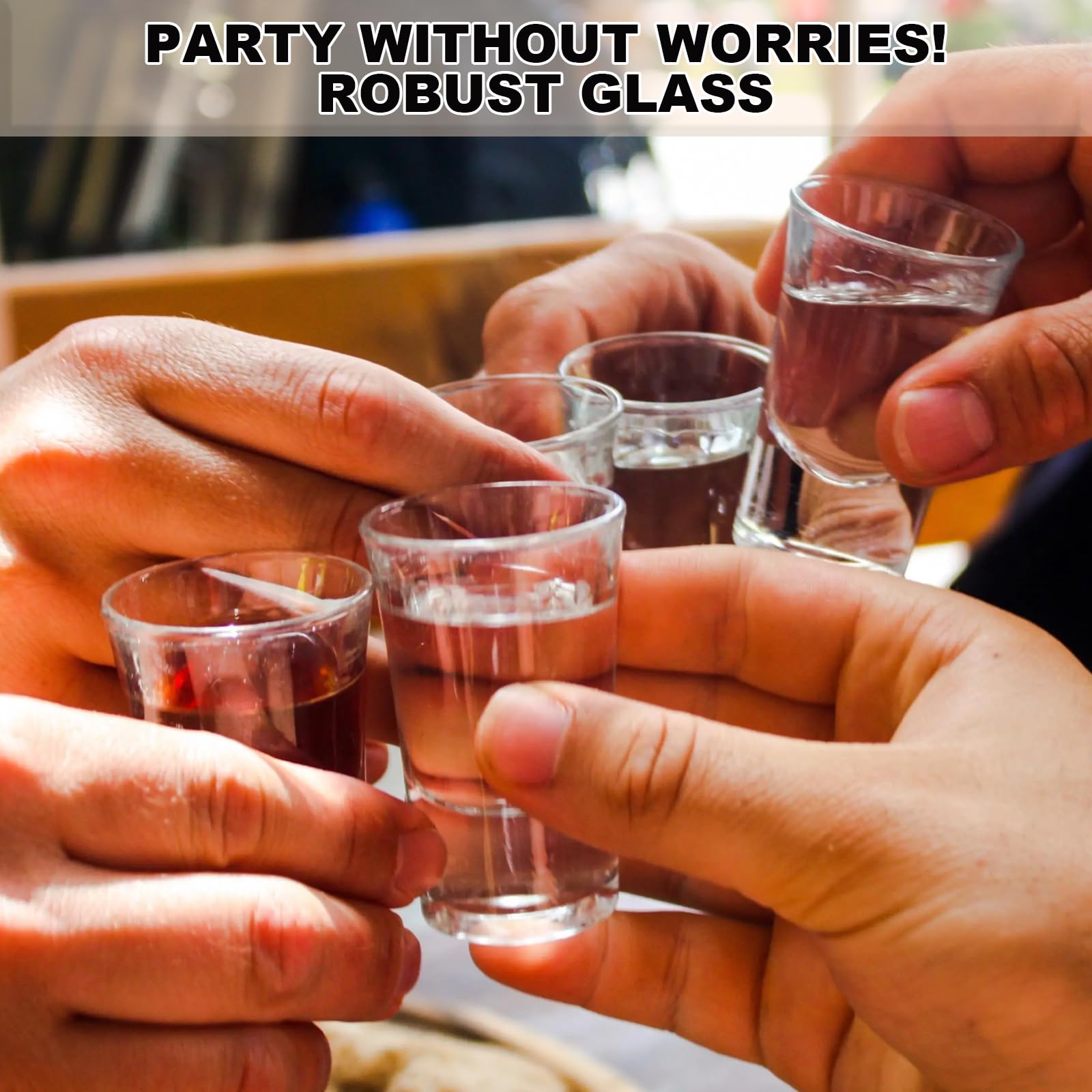 SHUESS Lot de 36 verres à shot transparents avec base lourde - Verre à shot en cristal transparent avec base épaisse - Verres à shot pour whisky, brandy, vodka, rhum et fête à la maison