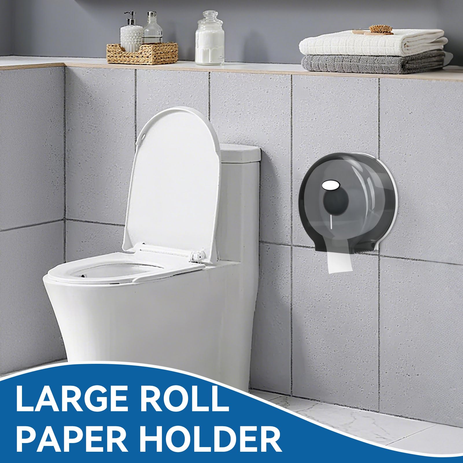 Dispensador de papel higiénico jumbo comercial, soporte de papel higiénico de 9 pulgadas, dispensador de papel higiénico de montaje en pared, dispensador de pañuelos de un solo rollo para bar de hotel