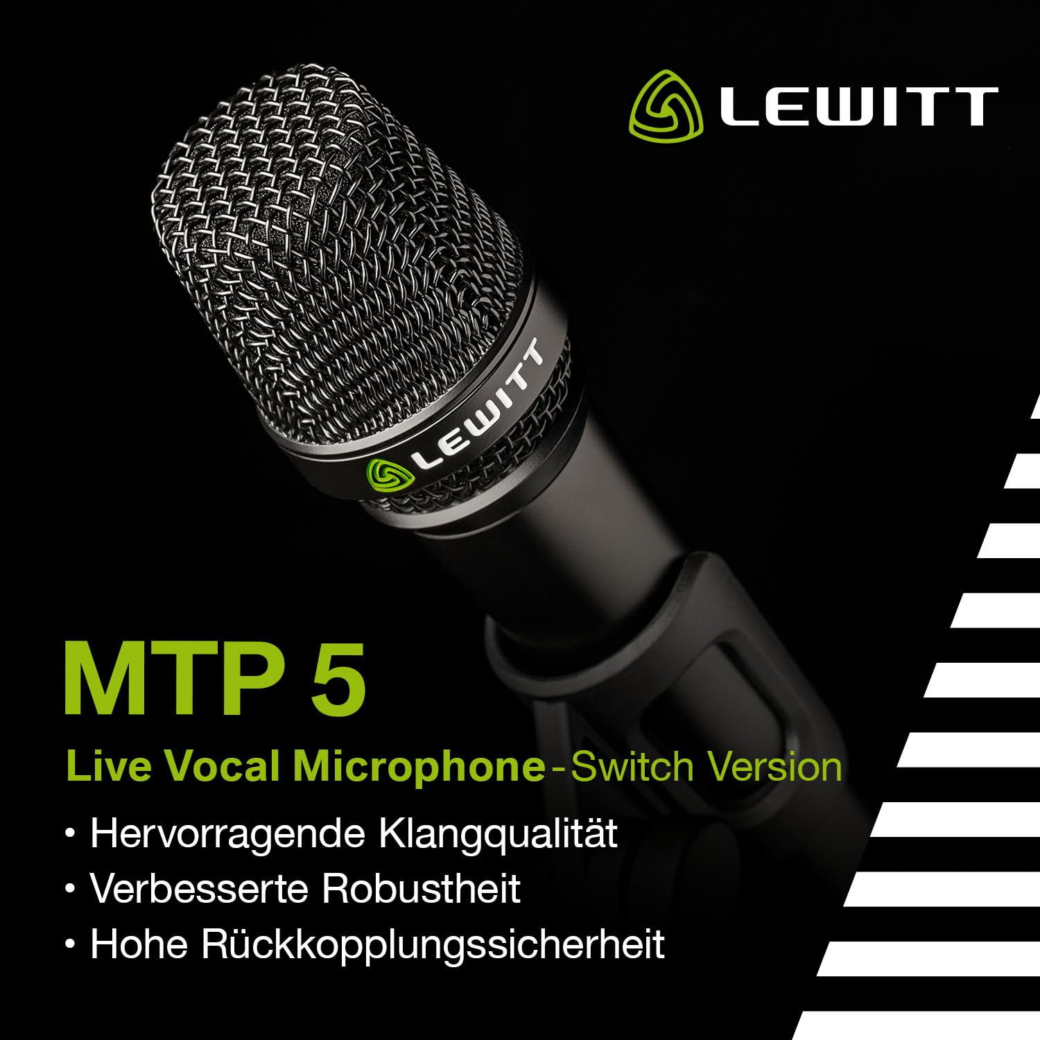 Lewitt MTP 5 Live Gesangsmikrofon mit Schalter - Hervorragende Klangqualität - Ideal für Live Gesang, Sprache, Podcasts, Instrumente - Dynamische Kapsel mit Nierencharakteristik