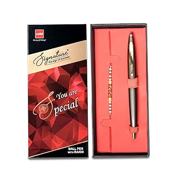 Cello Signature Rakshabandhan Pen Set | Pack of Rakhi & Pen | Rakhi Set For Brother & Bhabhi | Raksha Bandhan Set | Rakhshabandhan Set for Brother | Rakhi Special Set For Sibling