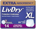 LivDry Sous-vêtements d'incontinence pour adultes, couches pour adultes en plus d'absorbance, protection contre les fuites, moyenne, 19-Pack