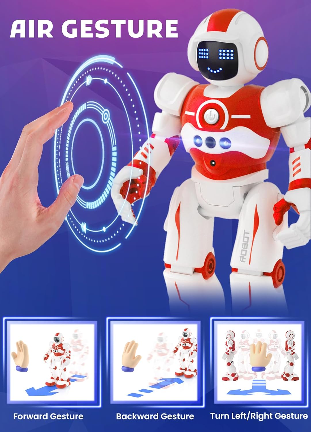 Robot Toys for Kids,Programmable Remote Control Smart Walking Dancing Robot Toy with Gesture & Sensing for Age 4 5 6 7 8 9 10 Year Old Boys Girls for Birthday Present,Red