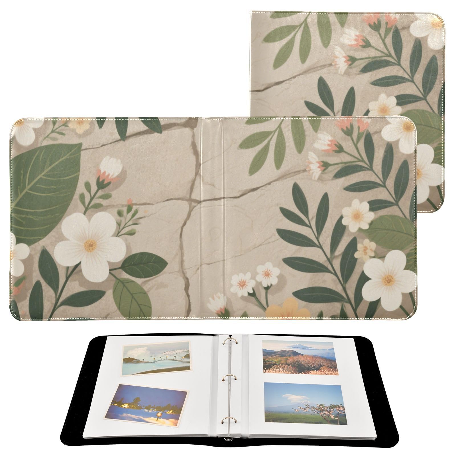 Photo Album 4x6, 5x7,6x8,Artificial Leather Photo Albums with 20 Detachable Sheets Plant Pattern for Family Wedding,Multi 15