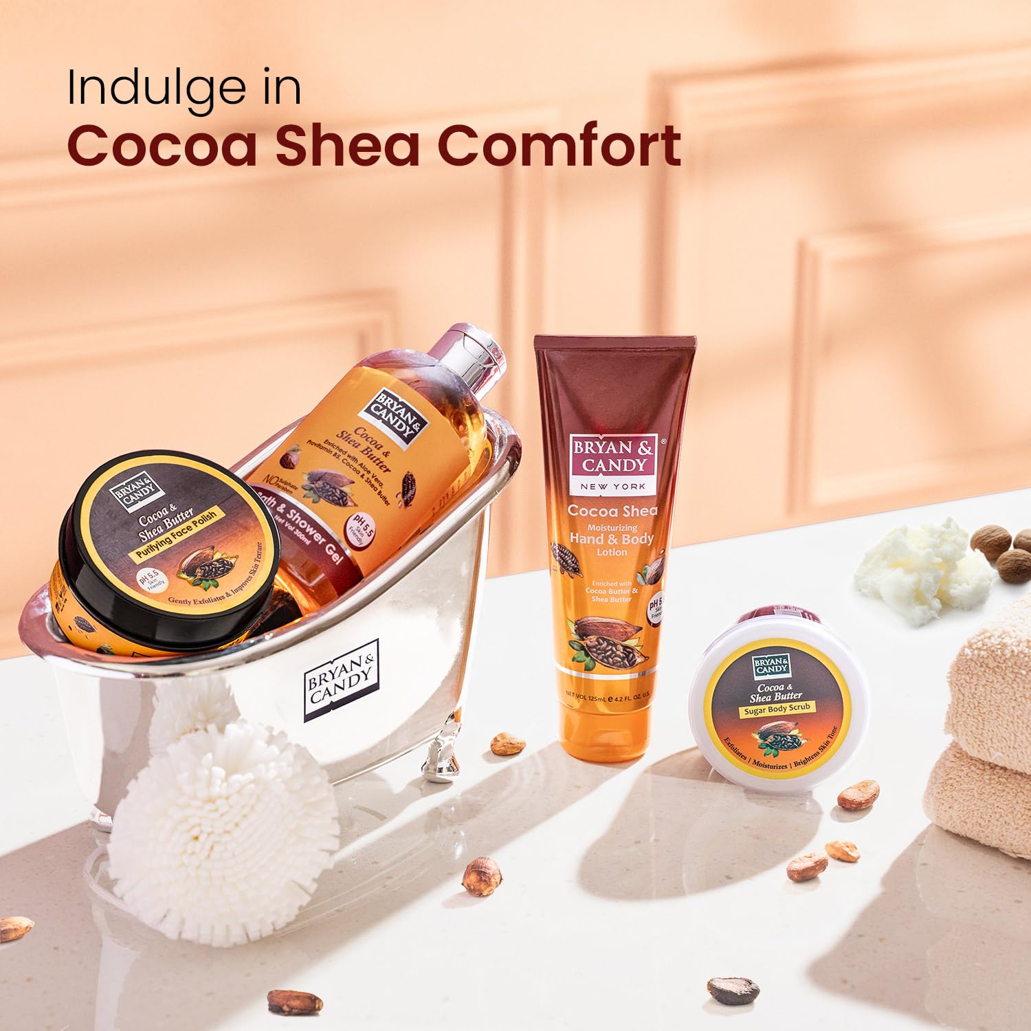 Bryan & Candy Bath Tub Essentials|Gift Set For Women And Men | Complete Home Spa Experience (Cocoa Shea Tub Kit) 3