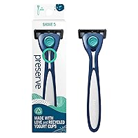 Vista 1 de Preserve Shave 5 Maquinilla de afeitar recargable de cinco hojas, hecha de materiales reciclados, azul marino
