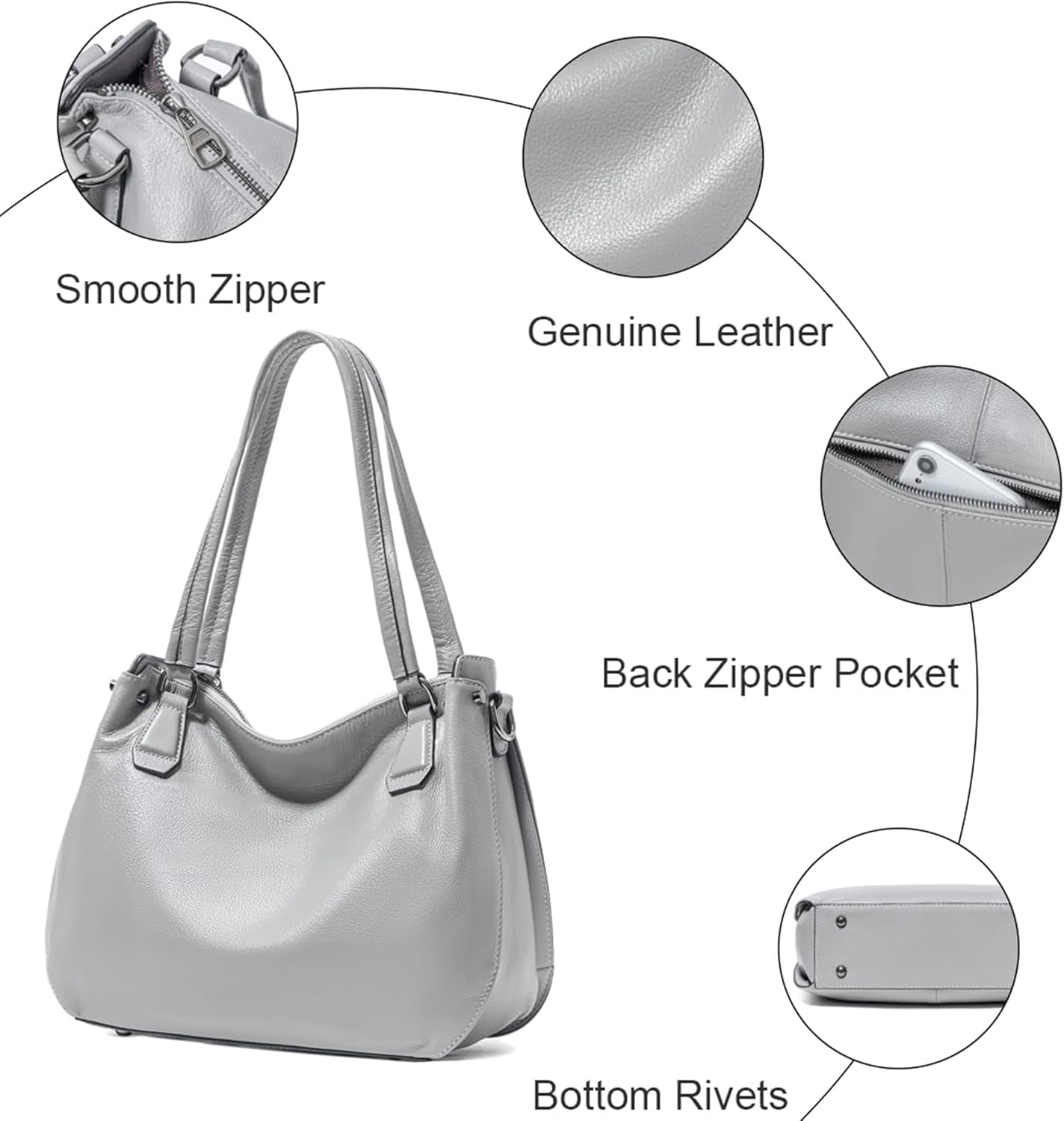 Genuine Leather Purses for Women Designer Hobo Bag Crossbody Shoulder Bag with Adjustable Strap Satchel Handbag