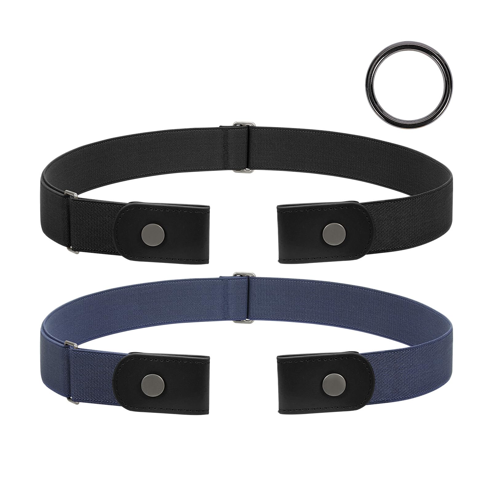 JasGood 2 Stück Herren Schnallenfreier Elastischer Gürtel Ohne Schnalle, Schnallenloser Unsichtbarer Gürtel für Herren 3,5cm Breite